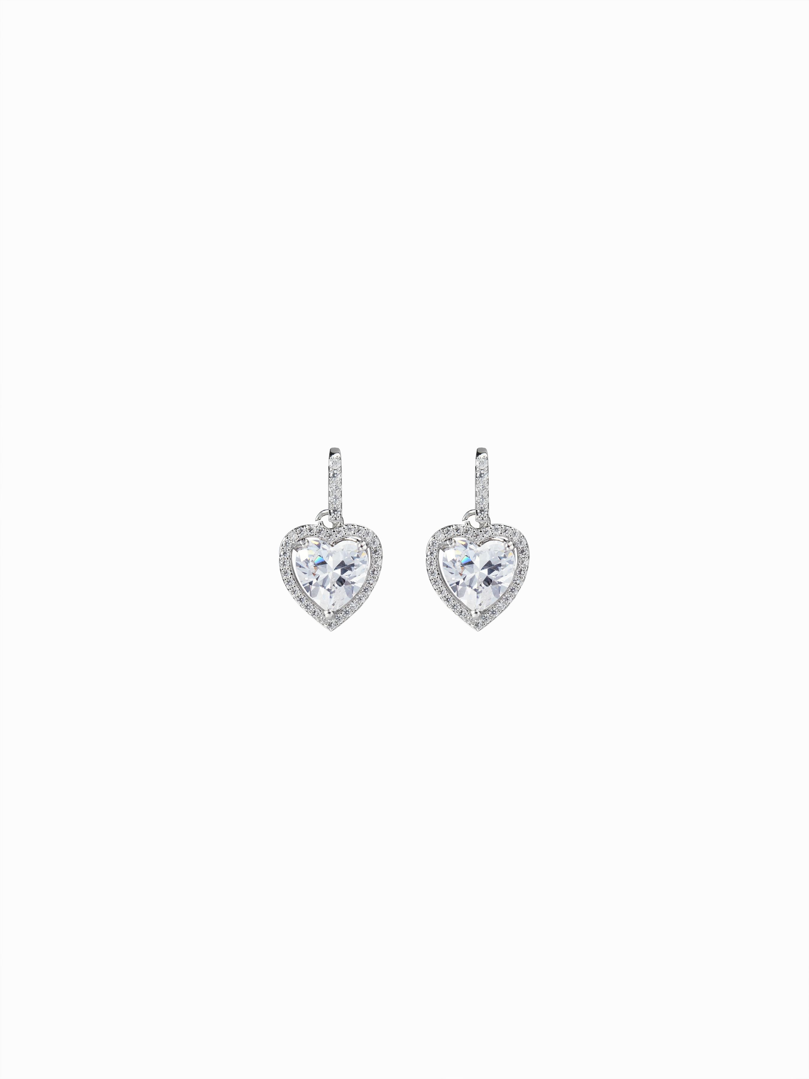 HEART-SHAPED ZIRCON DROP EARRINGS by CIDER