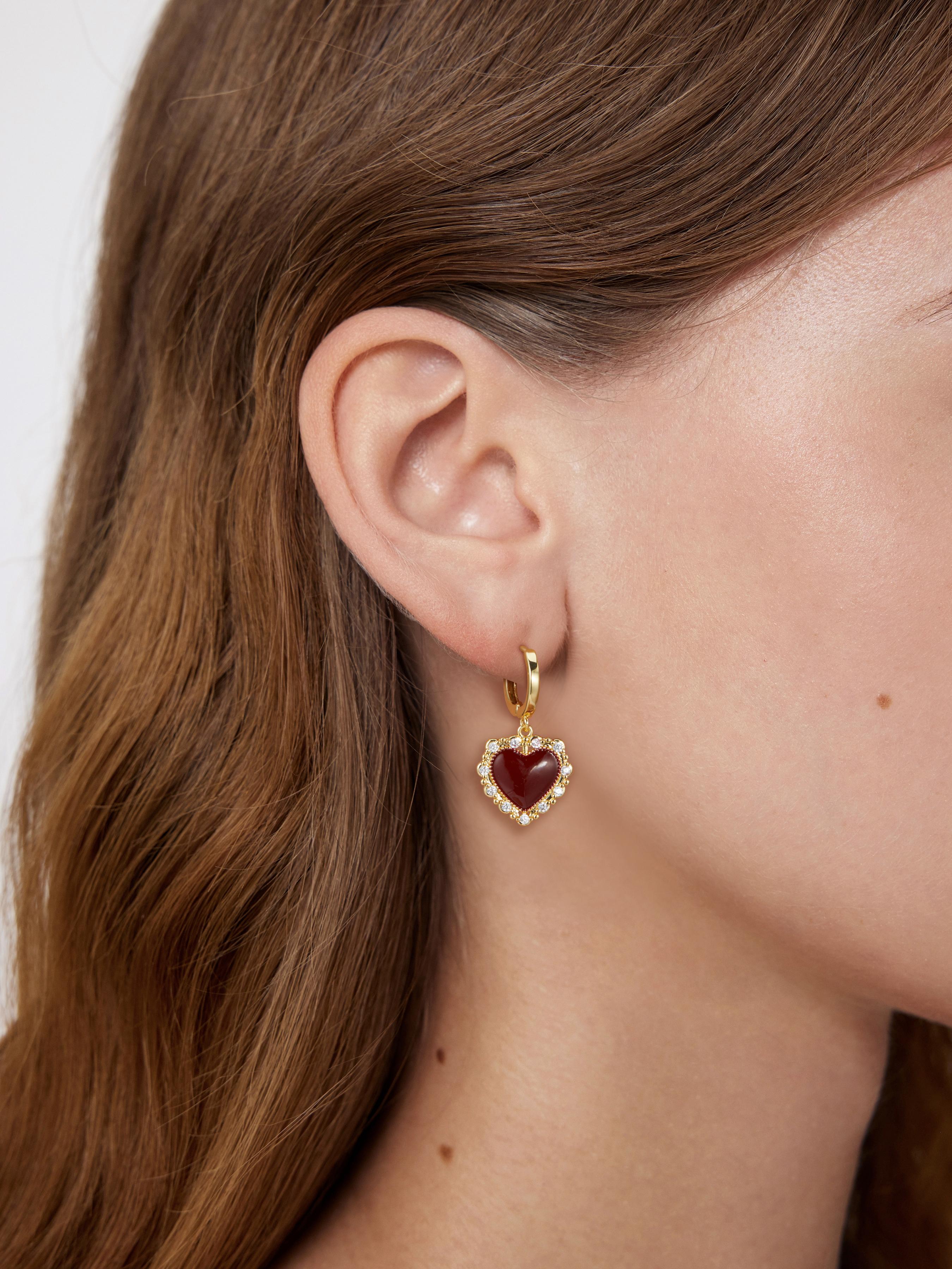 HEART ZIRCON LACE DROP EARRINGS by CIDER