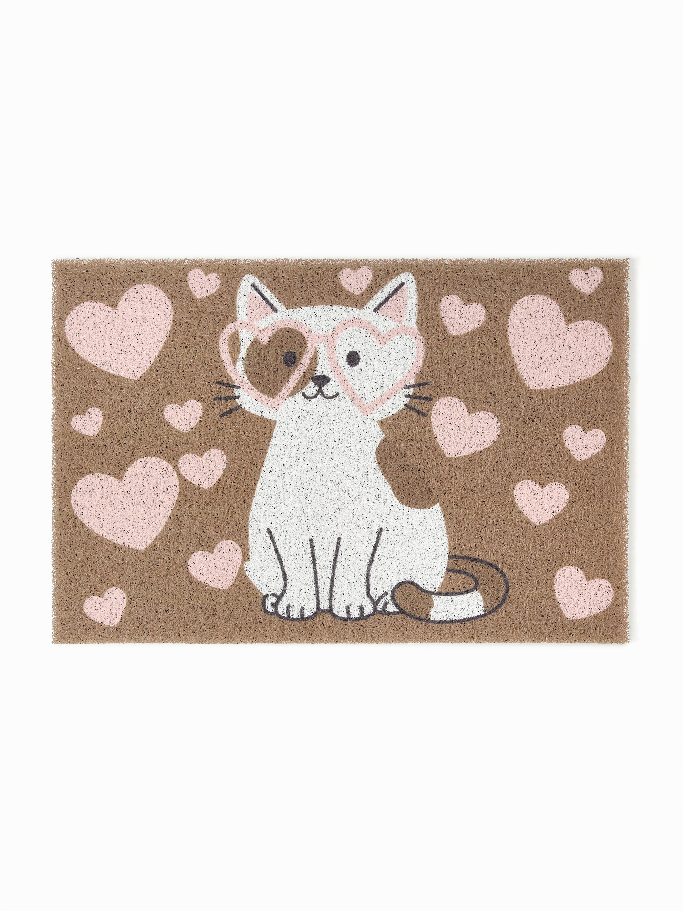 HEART & CAT PATTERN DOOR MAT by CIDER