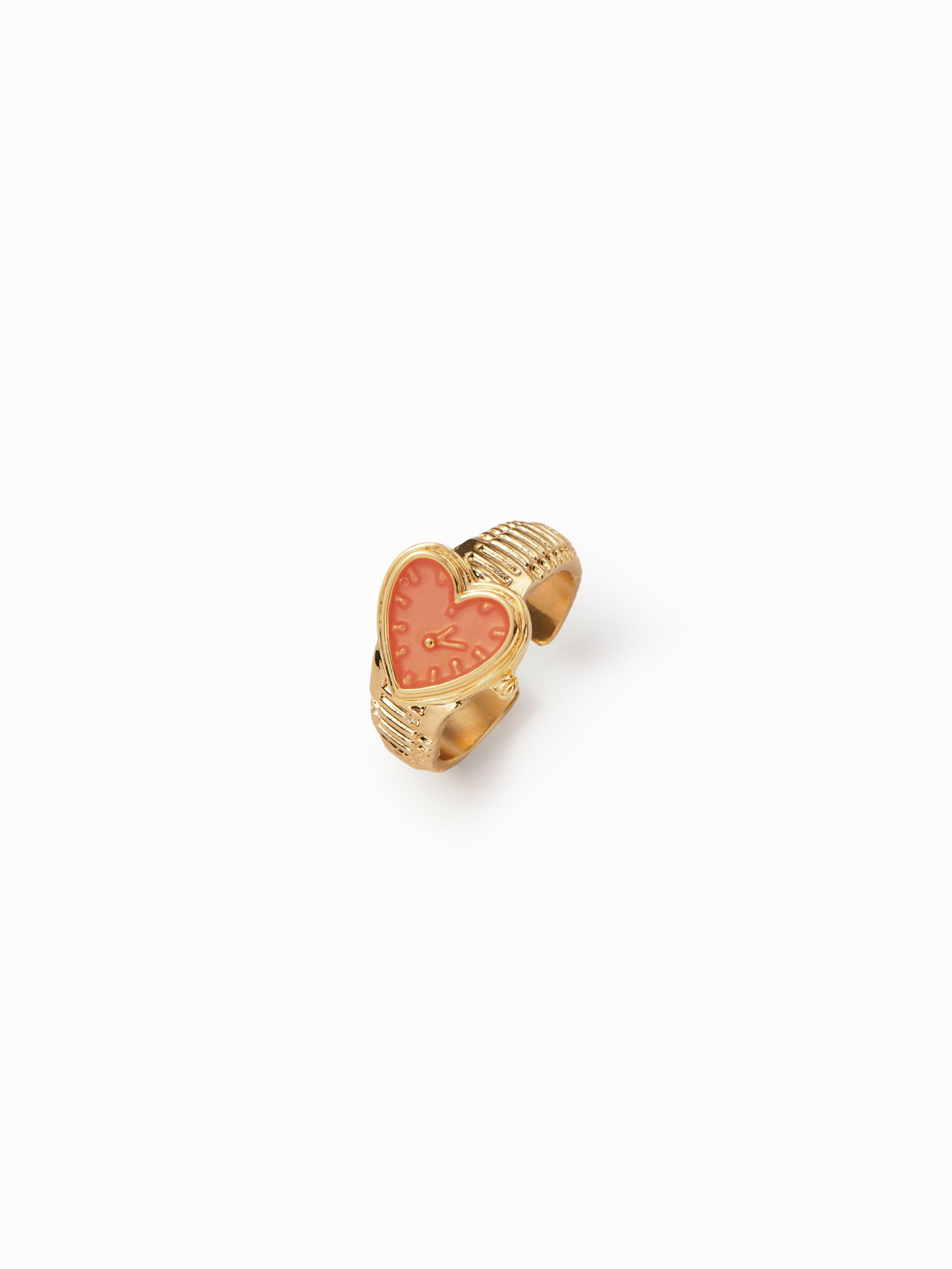 HEART & CLOCK PENDANT OPEN RING by CIDER
