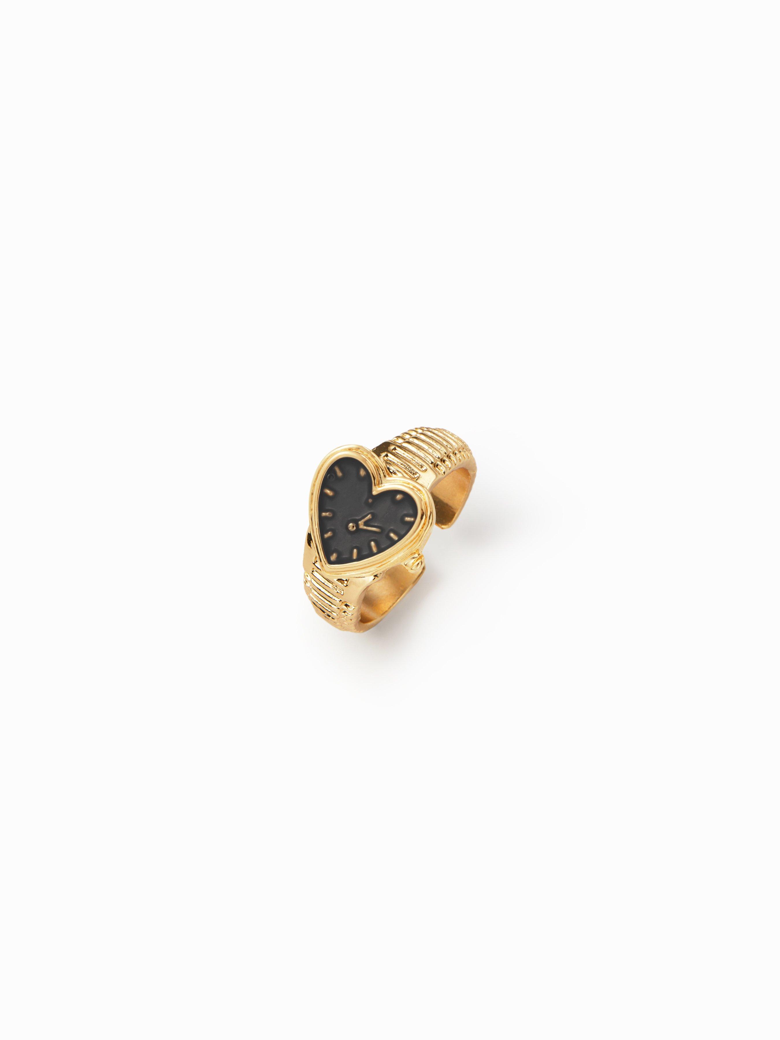 HEART & CLOCK PENDANT OPEN RING by CIDER