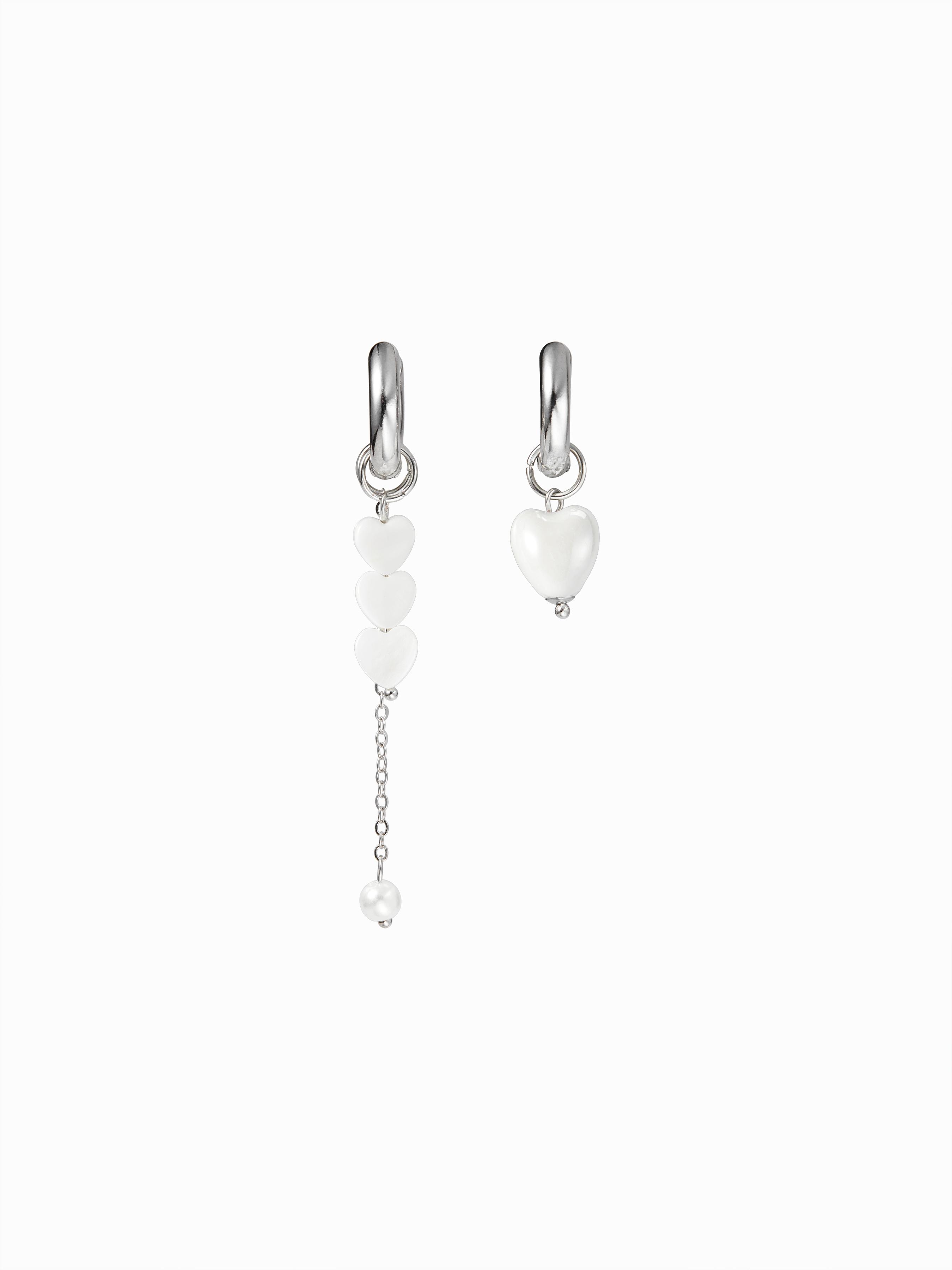 HEART & FAUX PEARL DROP EARRINGS by undefined