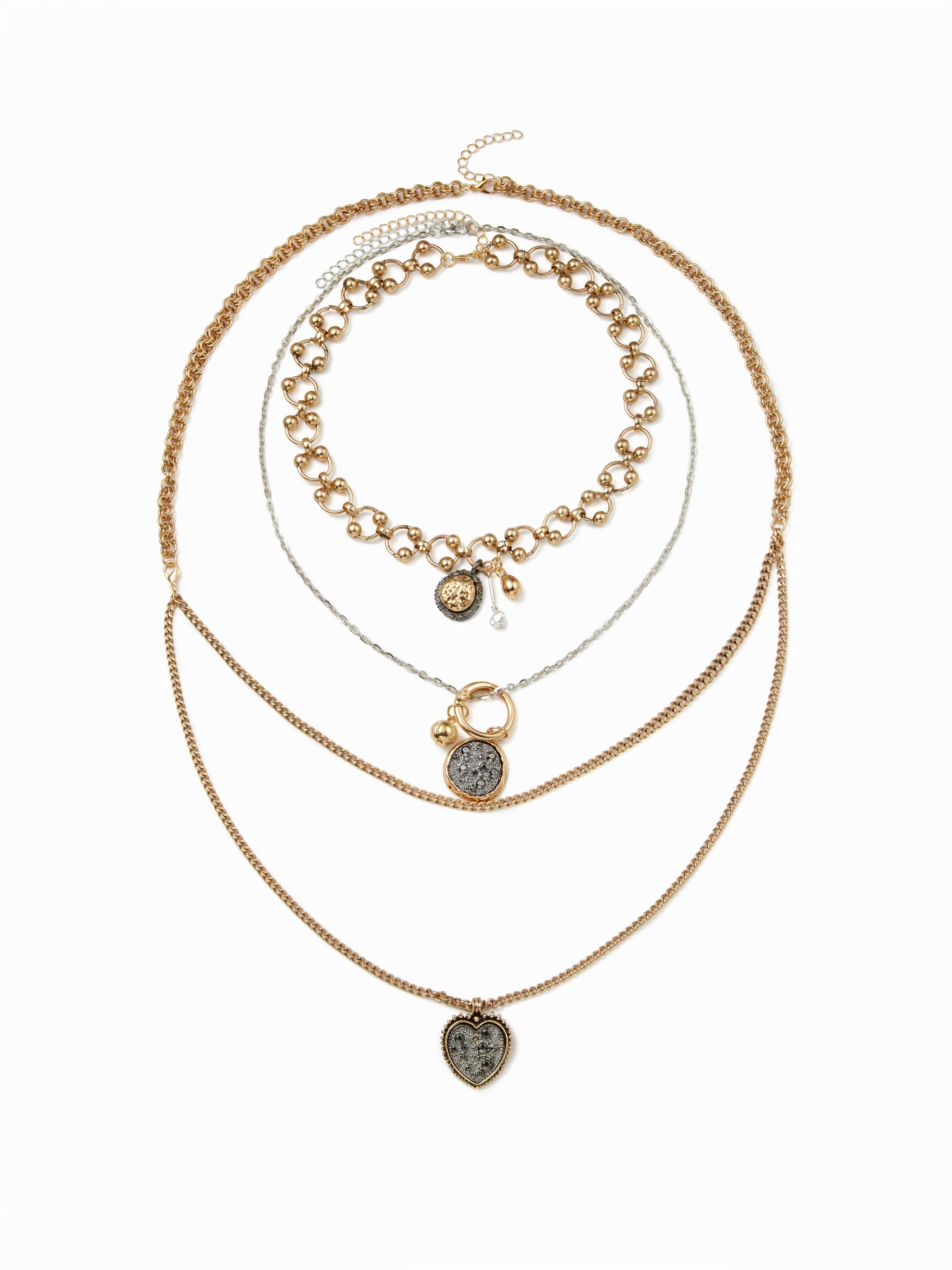 HEART & GEOMETRIC PENDANT LAYERED NECKLACE by CIDER