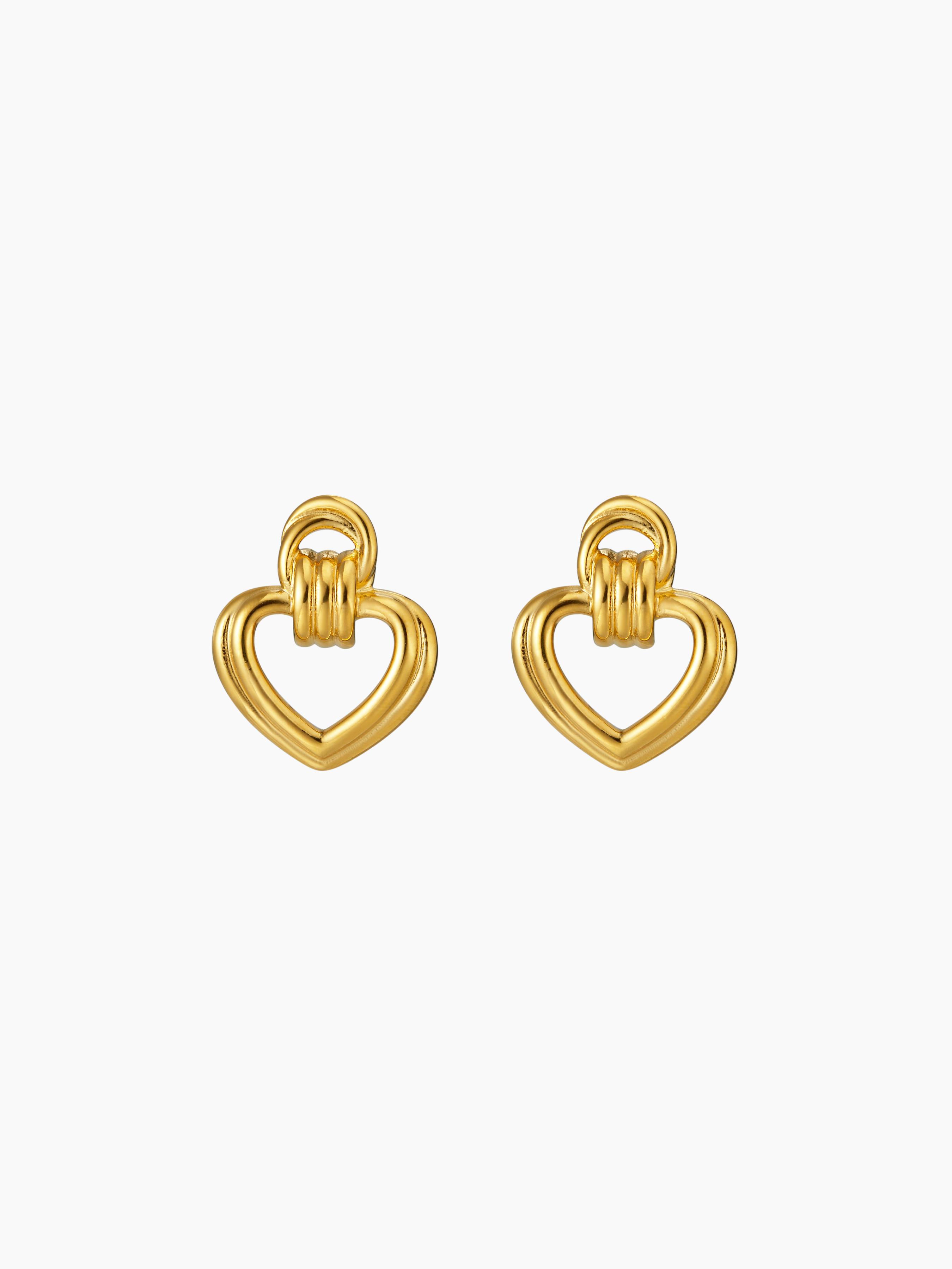HEART & KNOT 18K GOLD PLATED STAINLESS STEEL STUD EARRING by CIDER