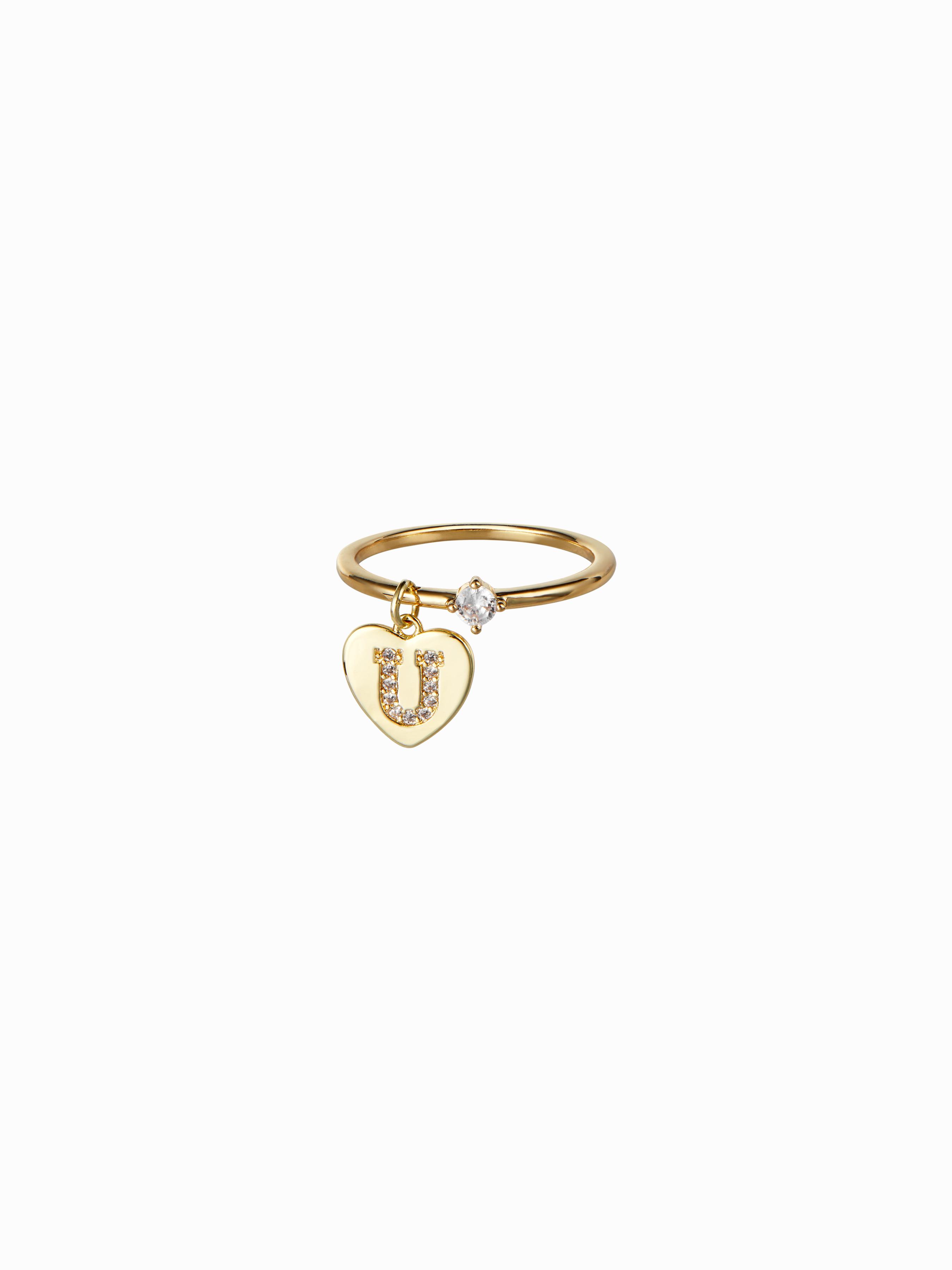 HEART & LETTER  PENDANT RING by CIDER