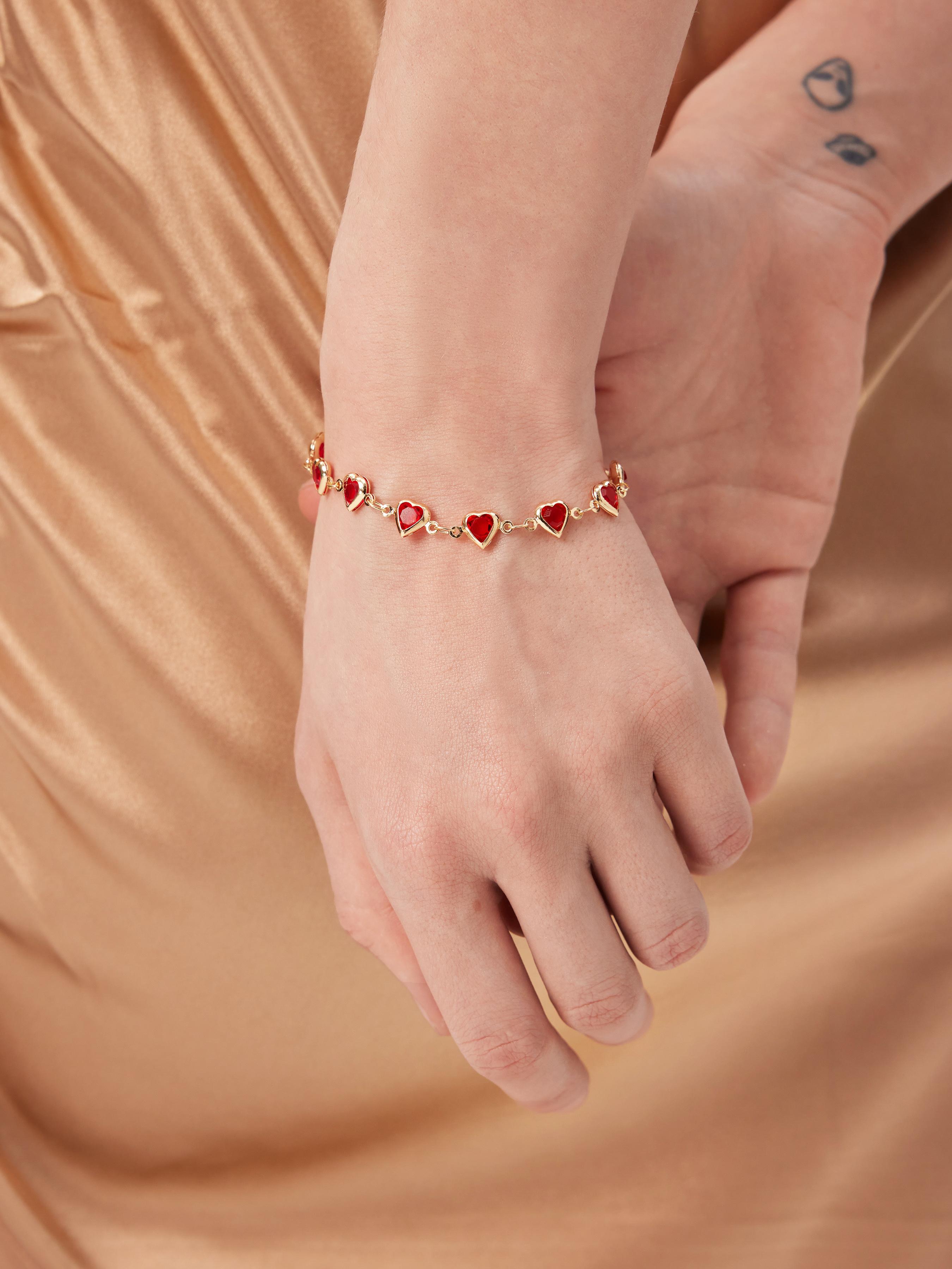 HEART & RHINESTONE CHAIN BRACELET by CIDER