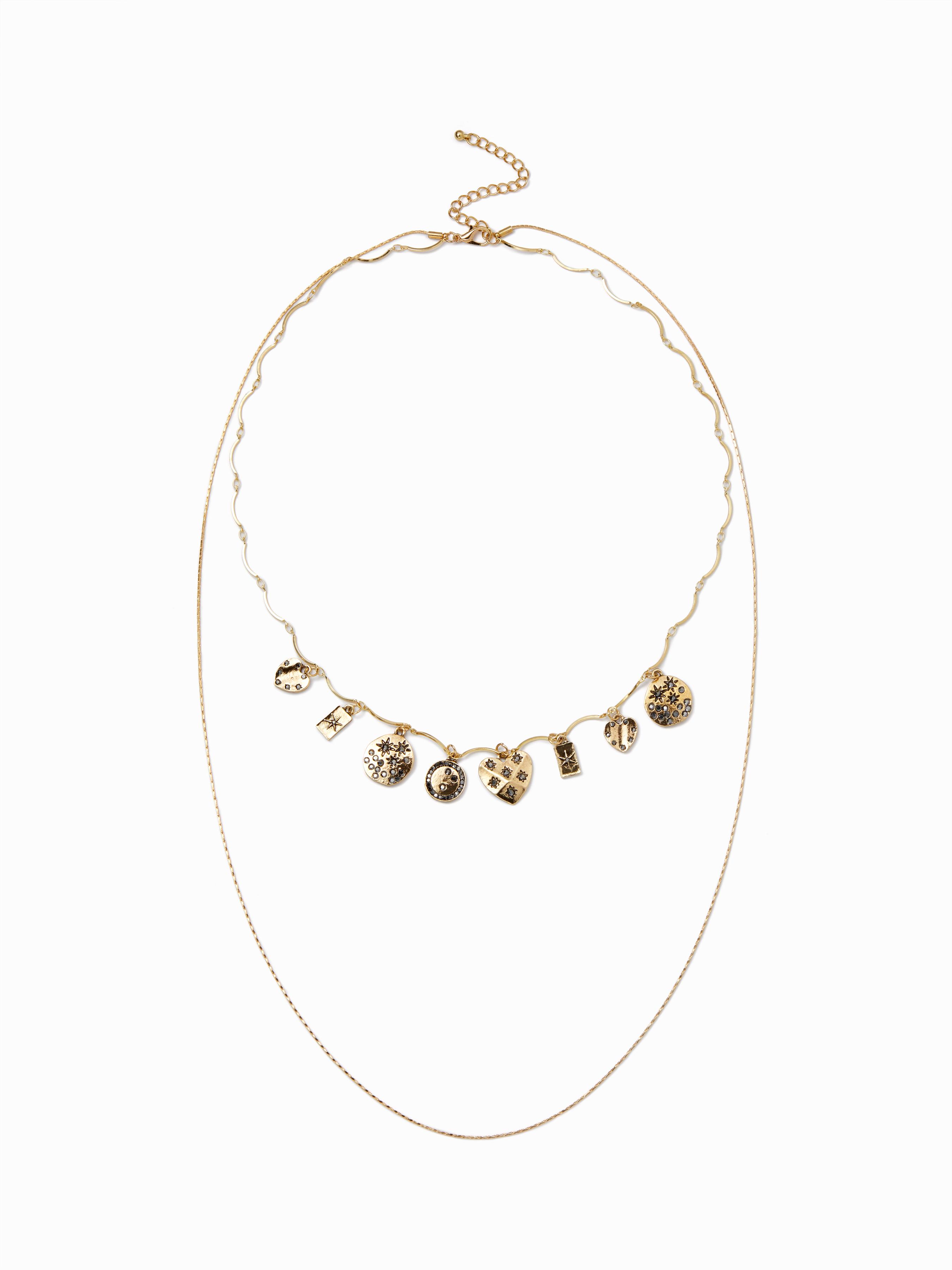 HEART & RHINESTONE LAYERED NECKLACE by CIDER
