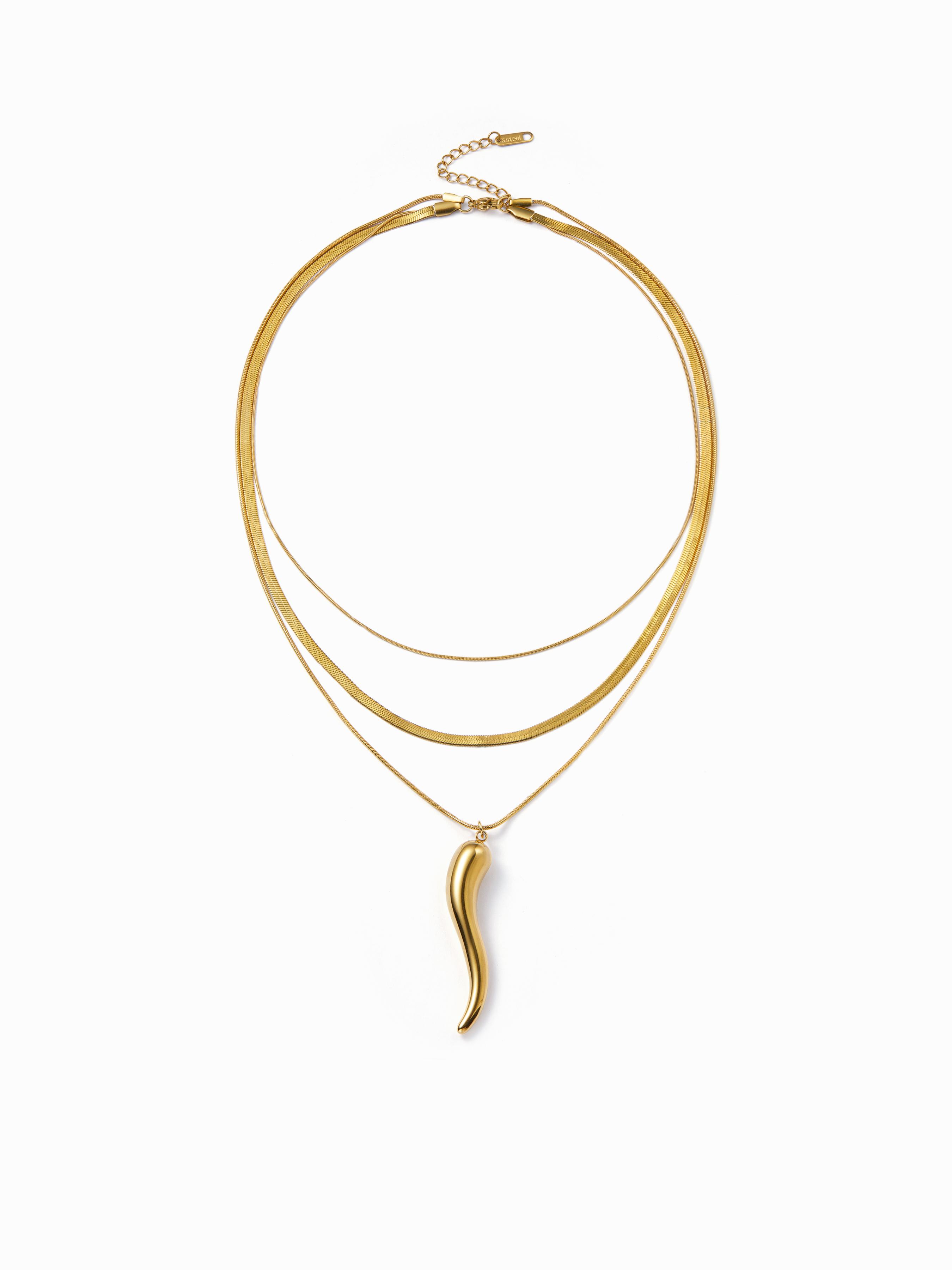 HORN-SHAPED PENDANT LAYERED NECKLACE by CIDER