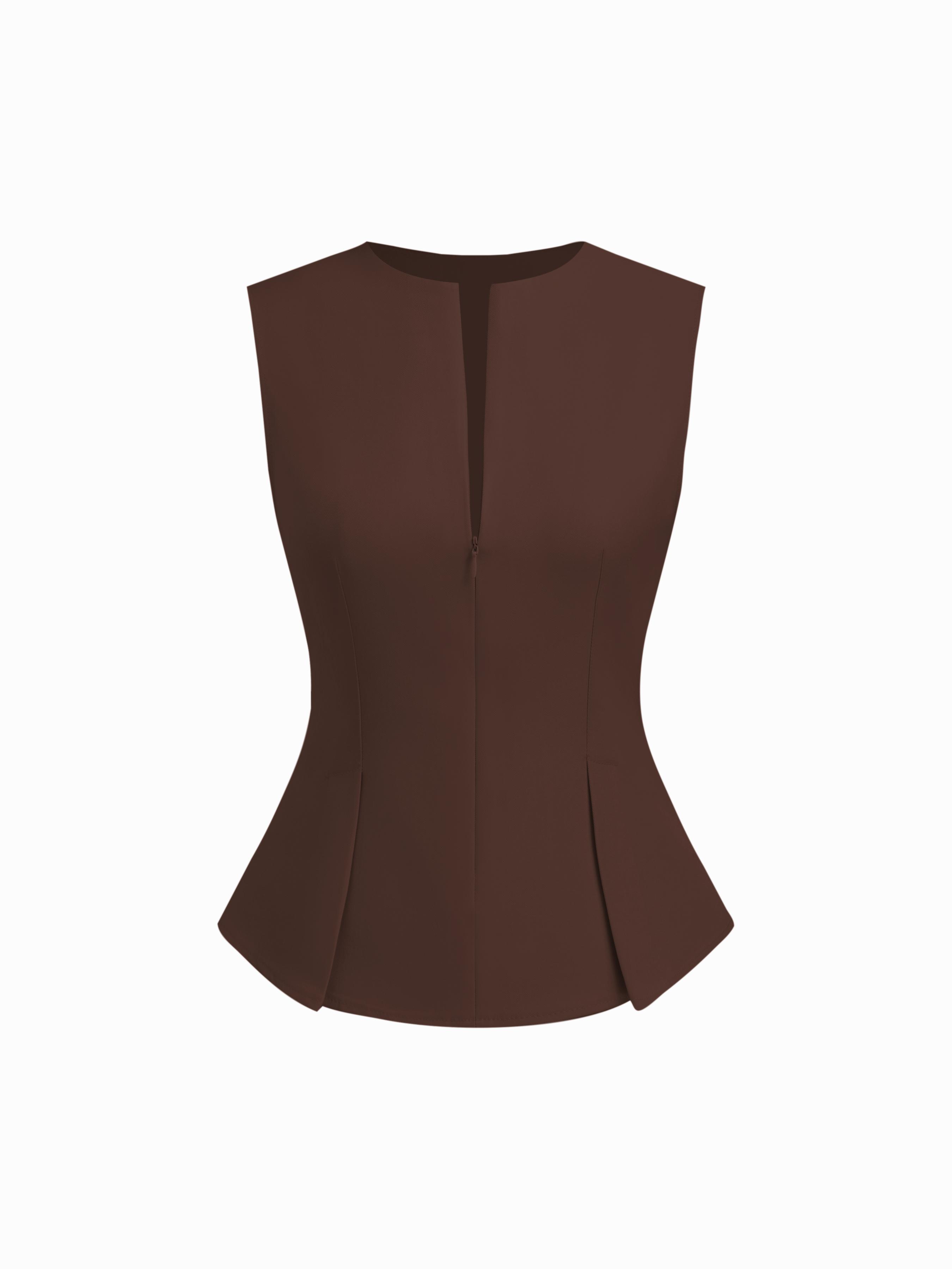 Half Zip Pleated Blouse by CIDER