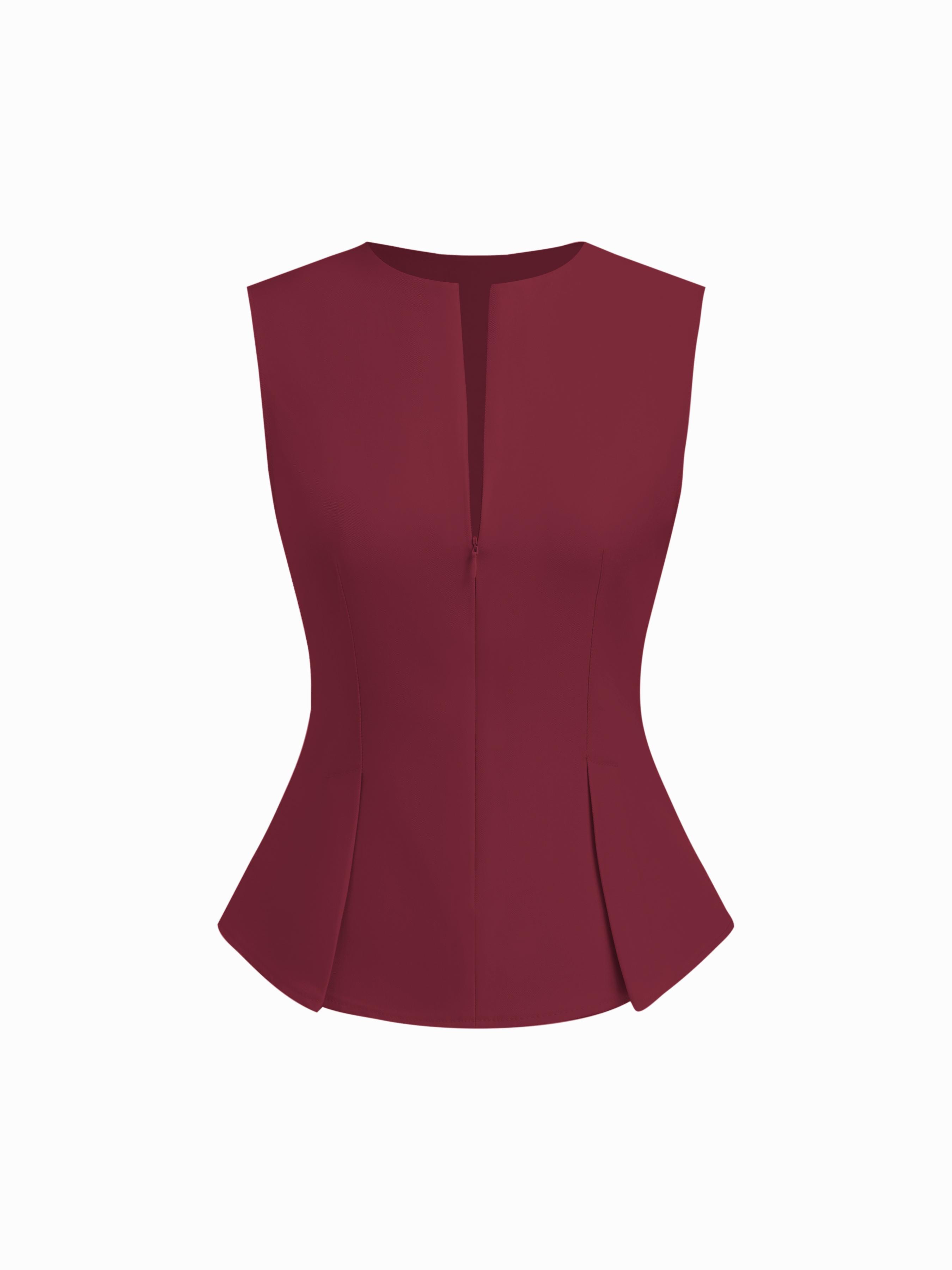 Half Zip Pleated Blouse by CIDER