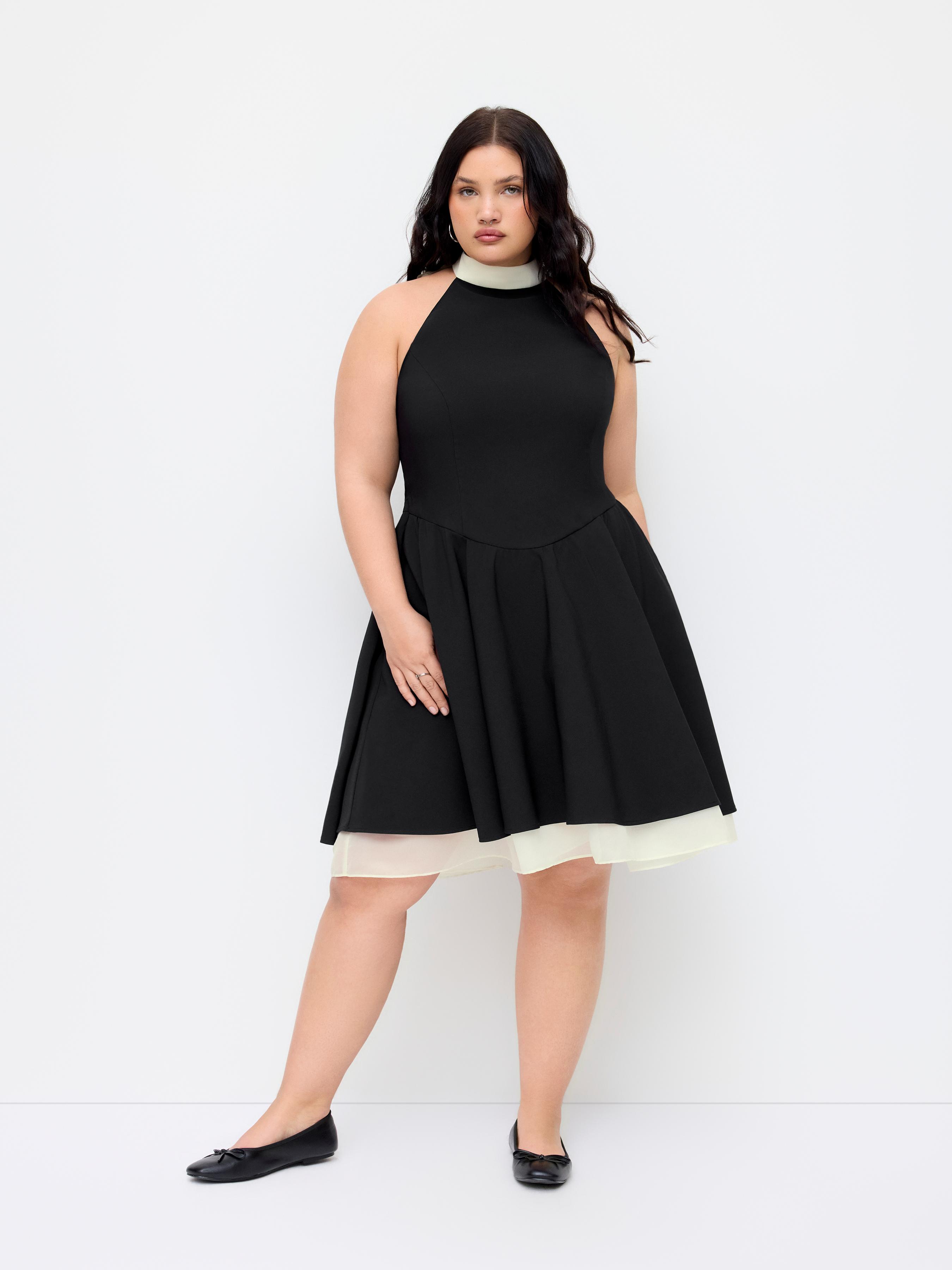 Halter Neck Bowknot A-line Mini Dress Curve & Plus by CIDER