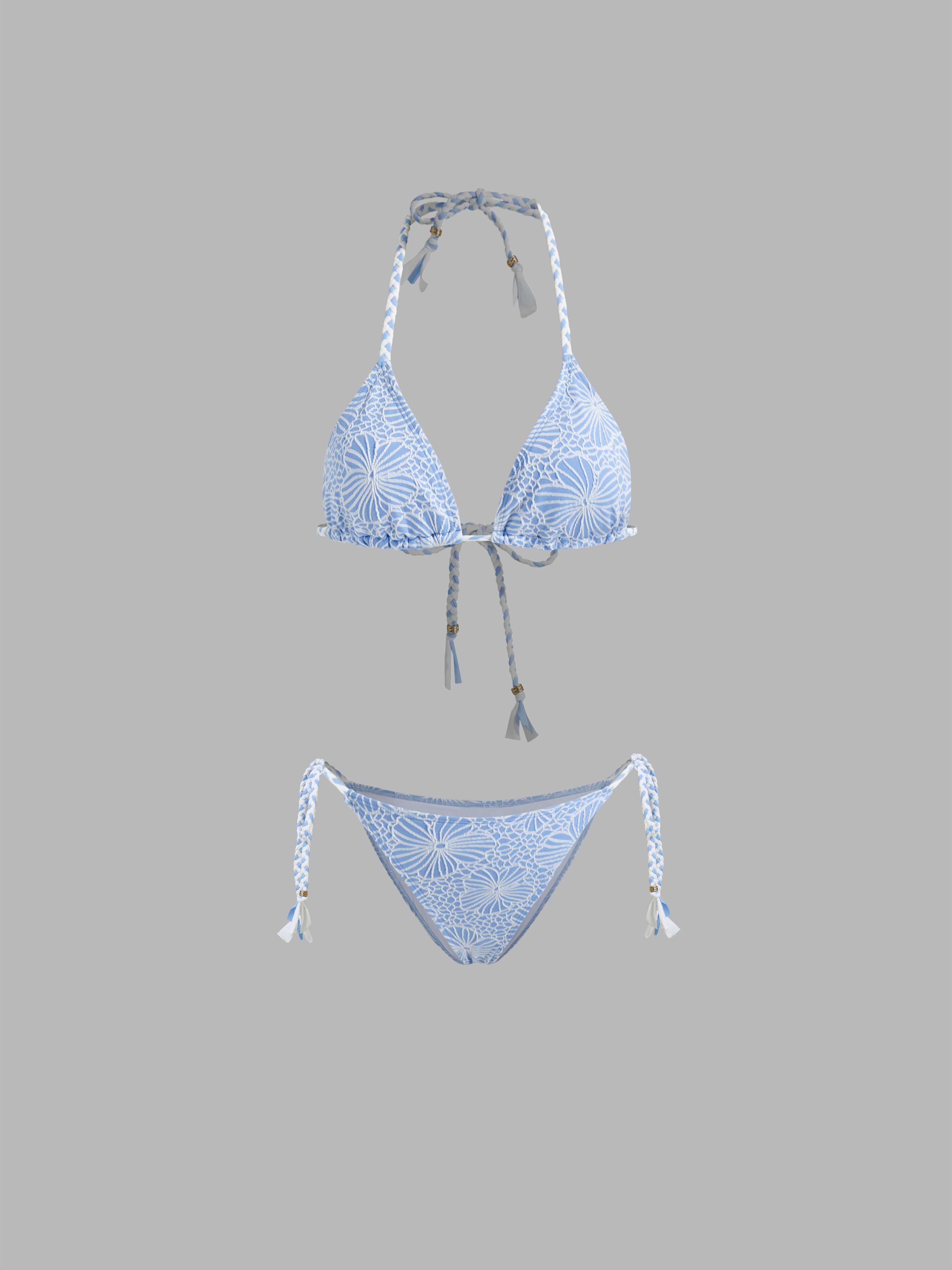 Halter Neckline Floral Beaded Triangle Tie Side Bikini Set by CIDER