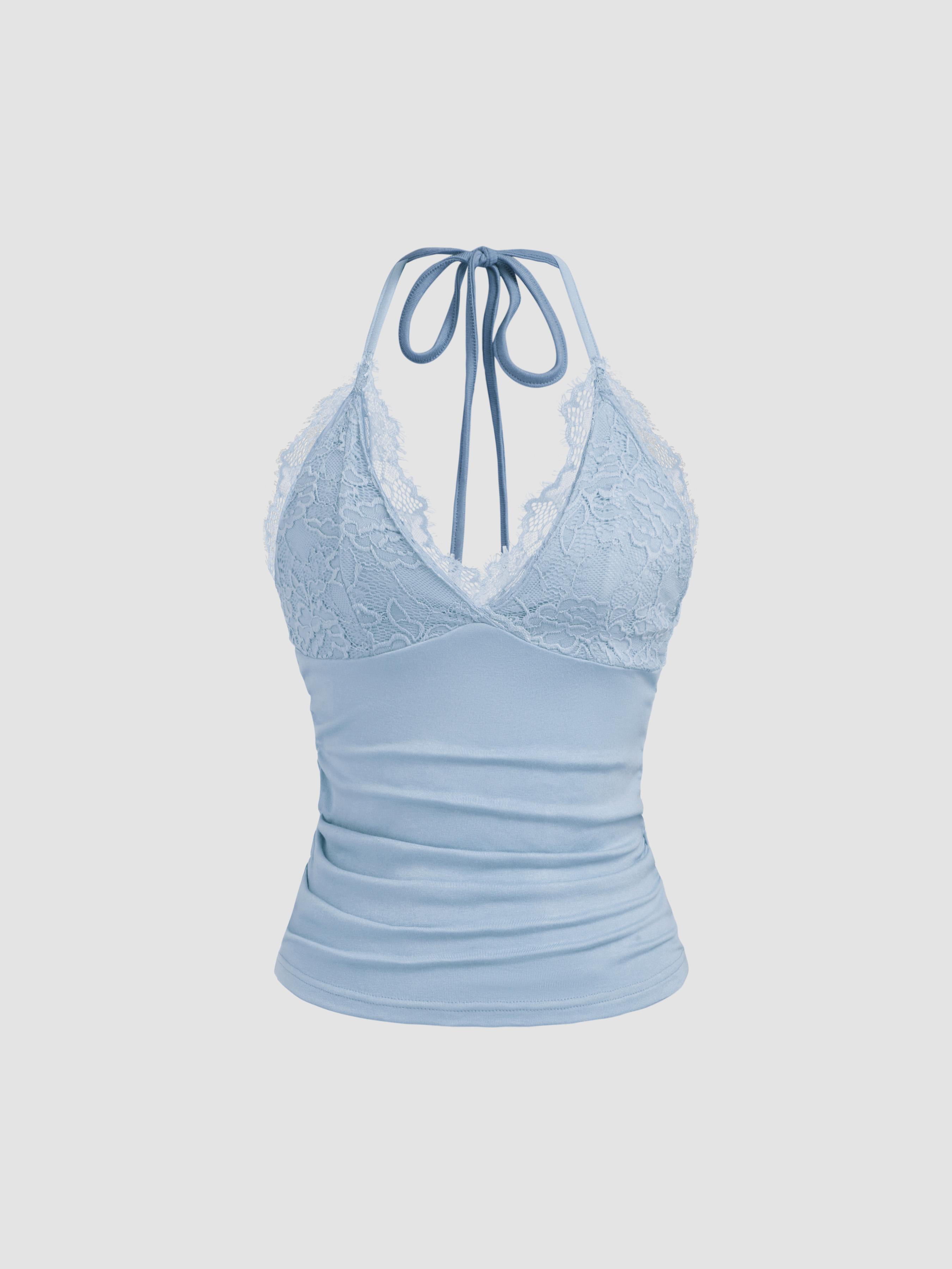 Halter Neckline Solid Backless Crop Top by CIDER