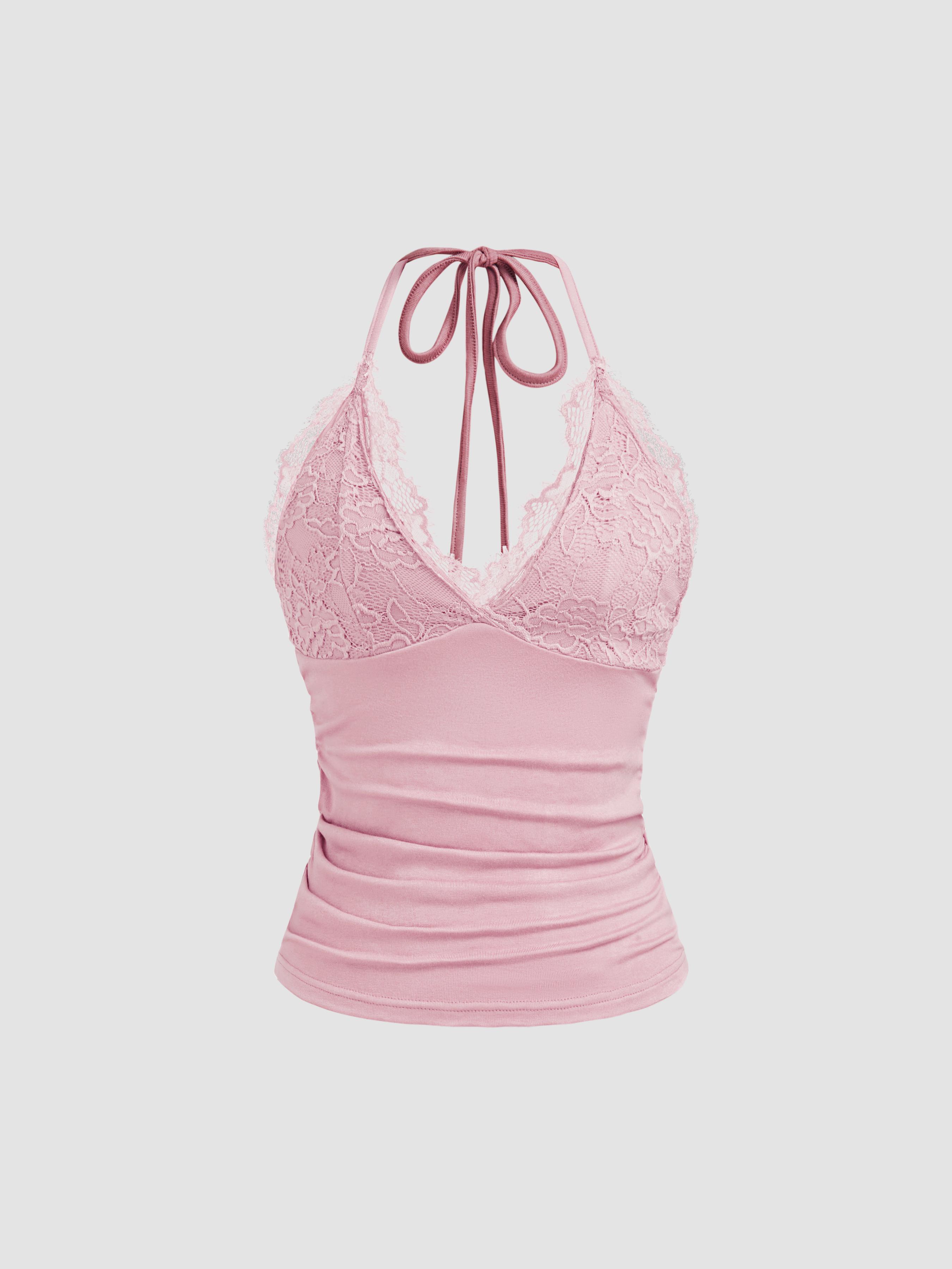 Halter Neckline Solid Backless Crop Top by CIDER