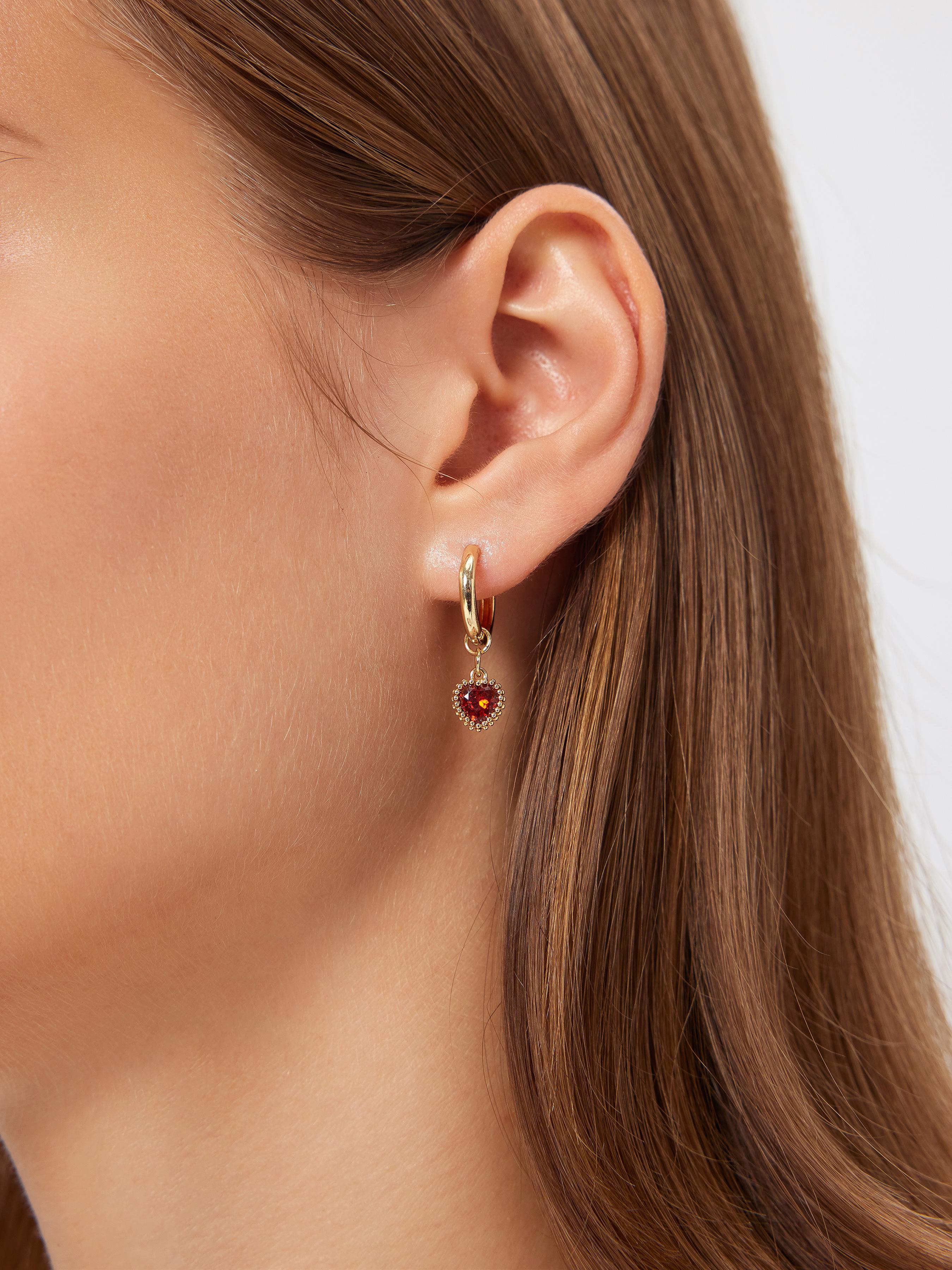 Heart Design Birth Month Hoop Earrings by CIDER