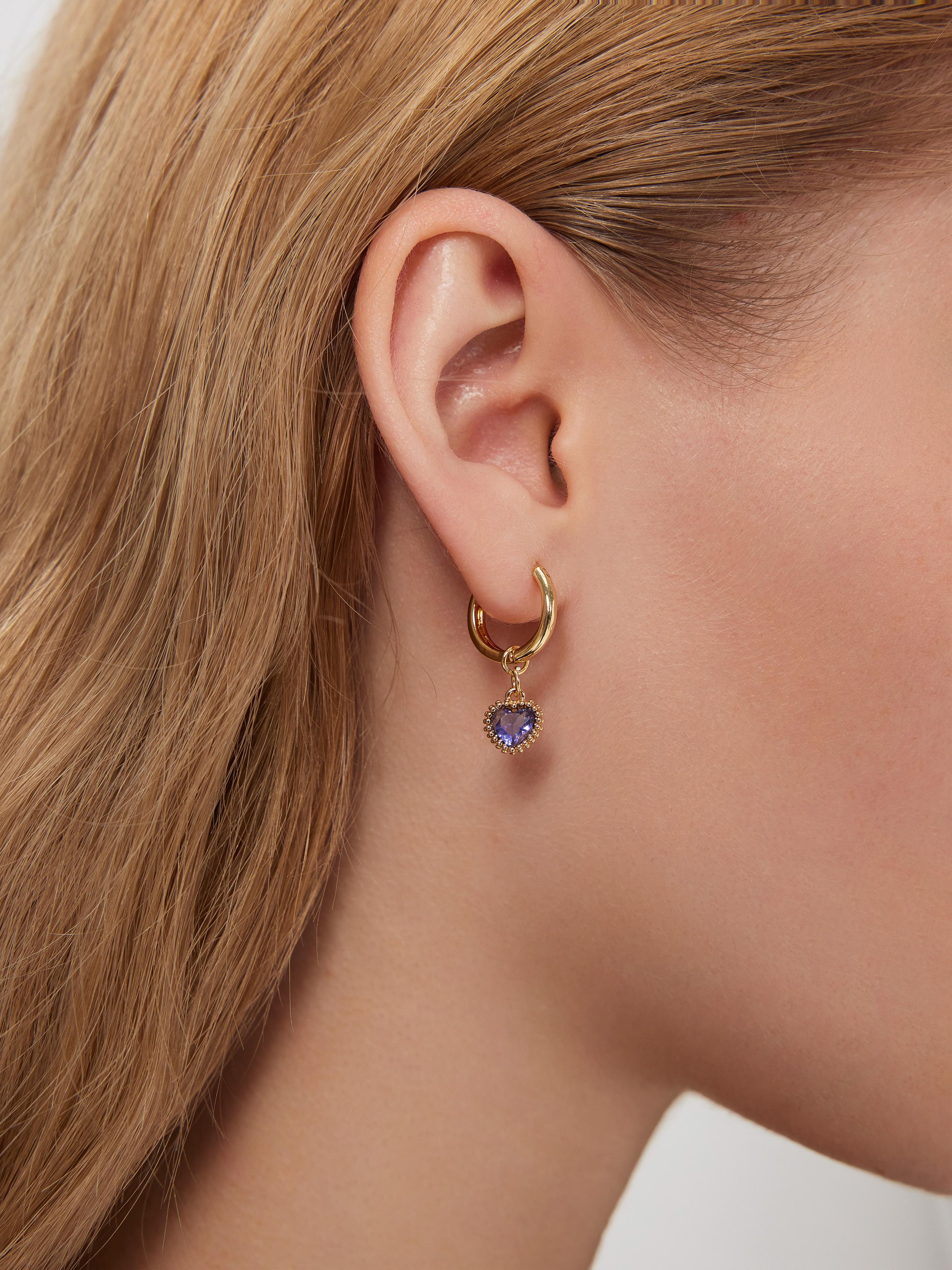 Heart Design Birth Month Hoop Earrings by CIDER