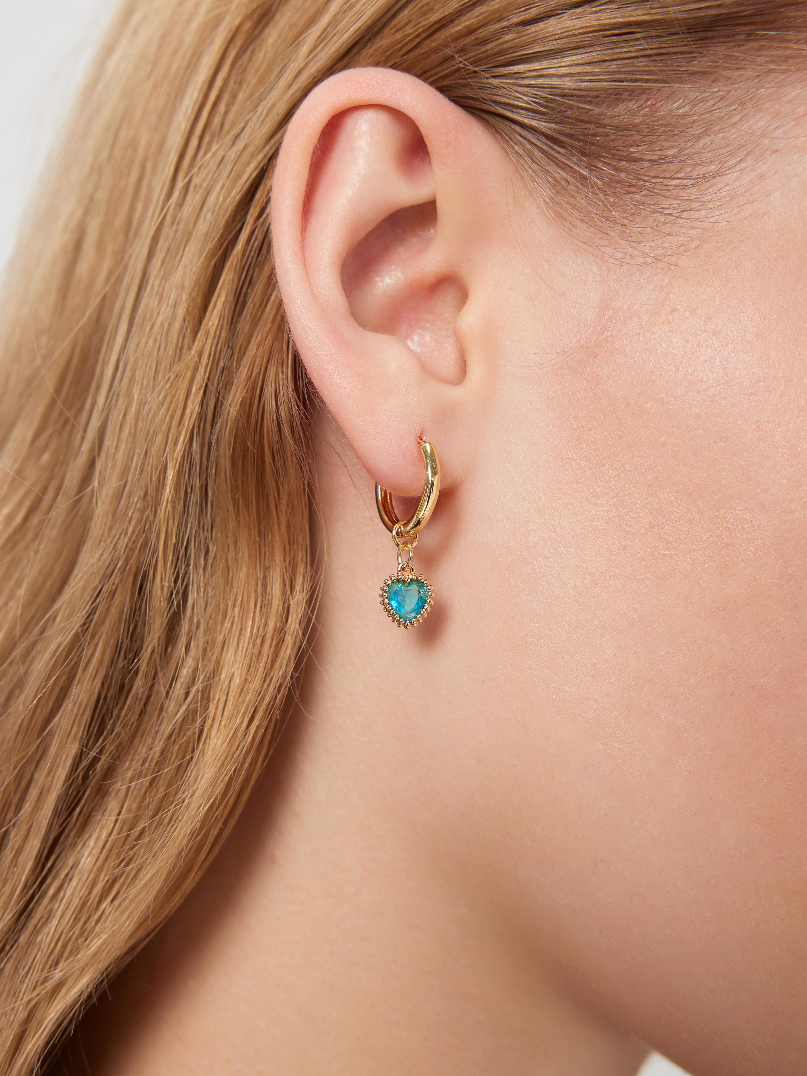 Heart Design Birth Month Hoop Earrings by CIDER