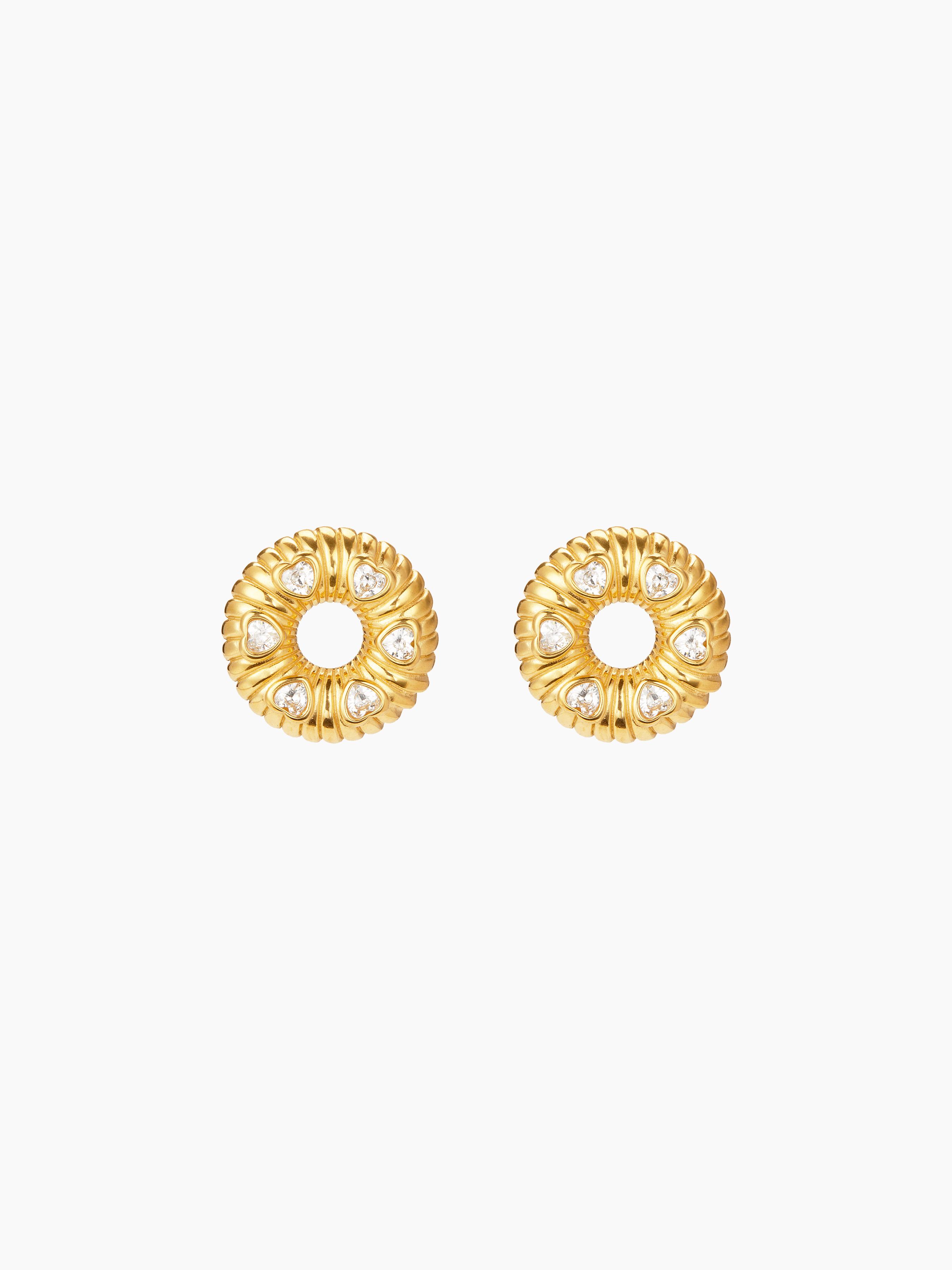 Heart Gemstone Donut Stud Earrings by CIDER