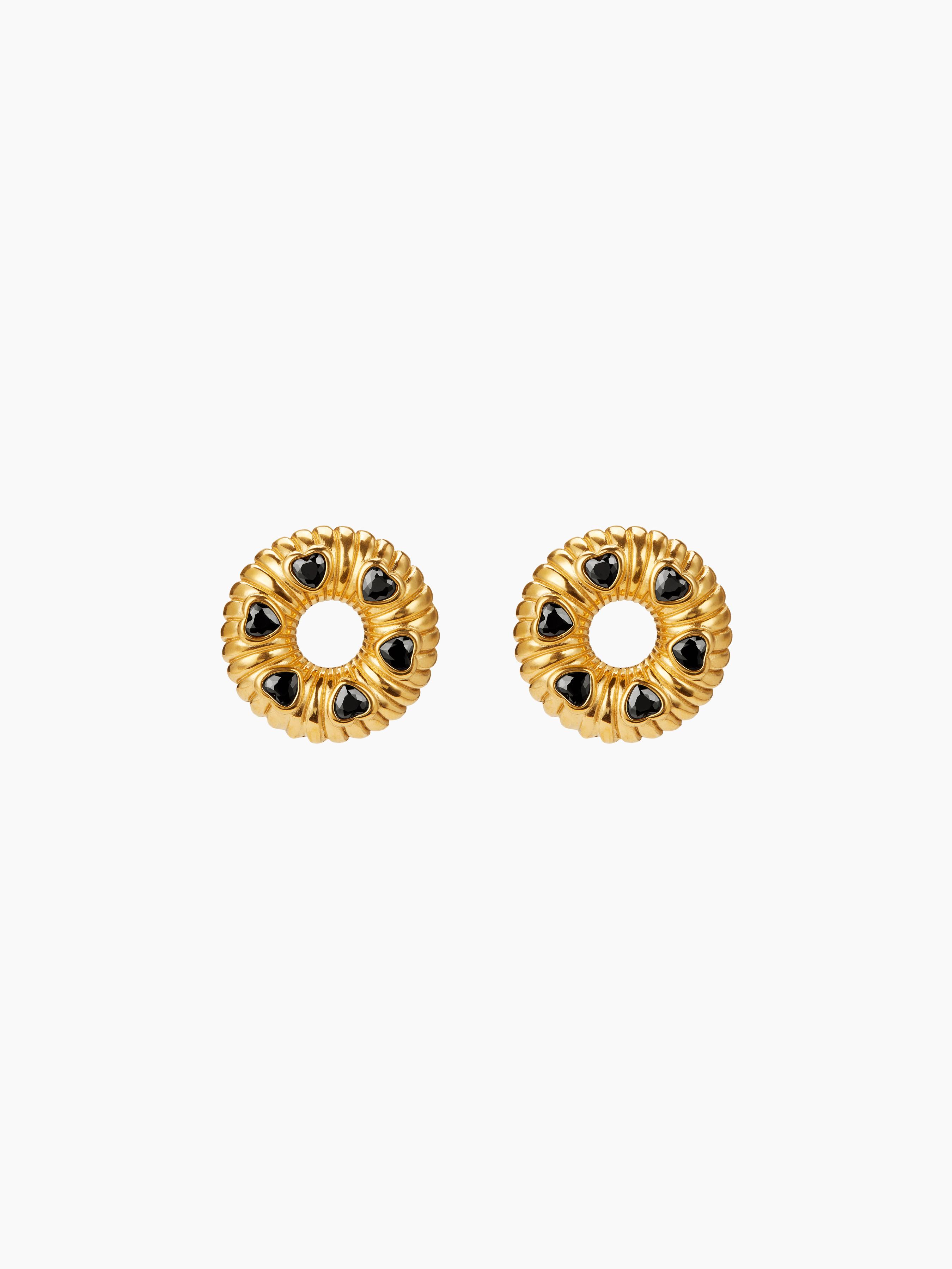 Heart Gemstone Donut Stud Earrings by CIDER
