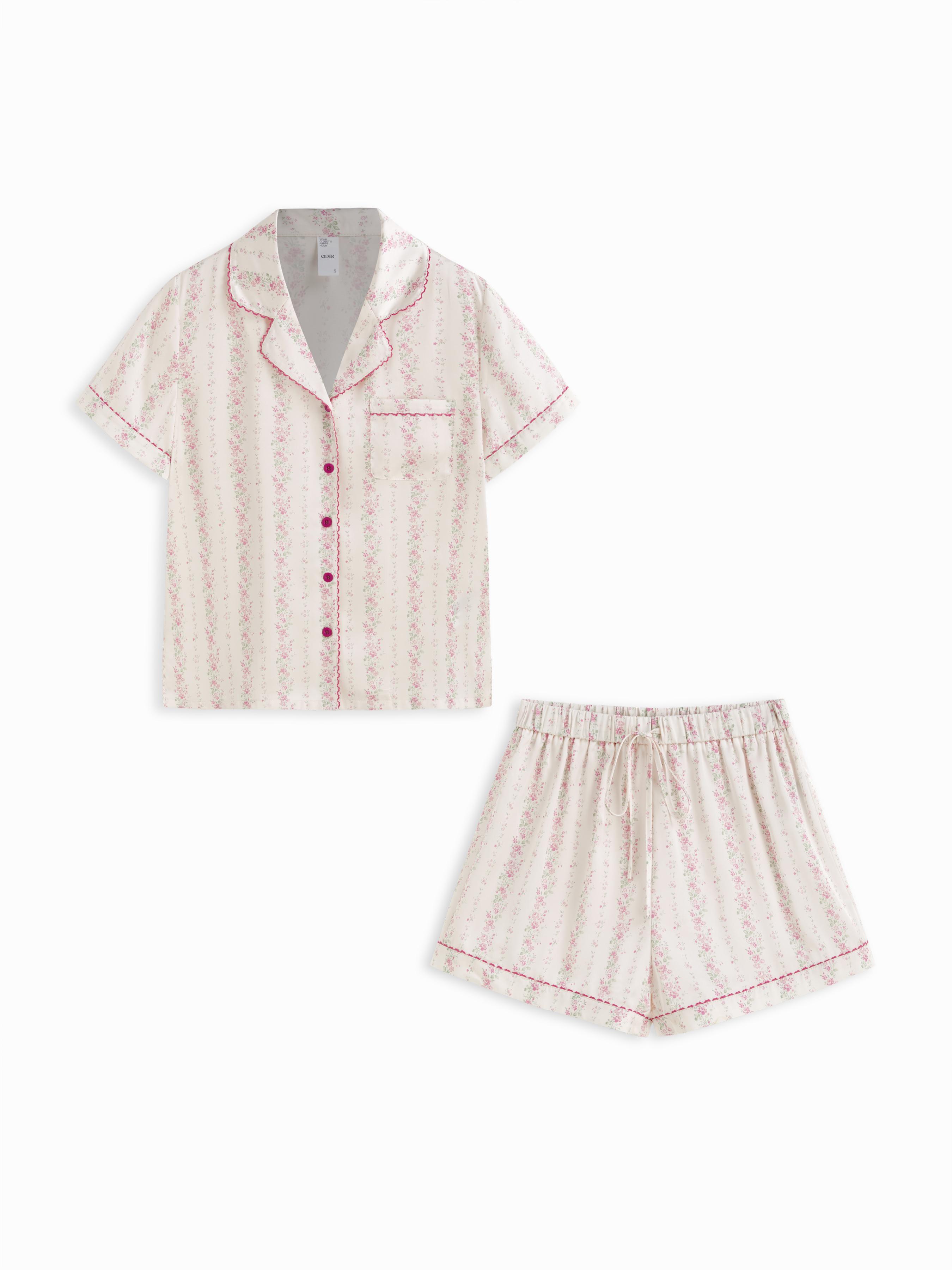 Heart Graphic Collar Top & Mid Rise Drawstring Shorts Loungewear Set by CIDER