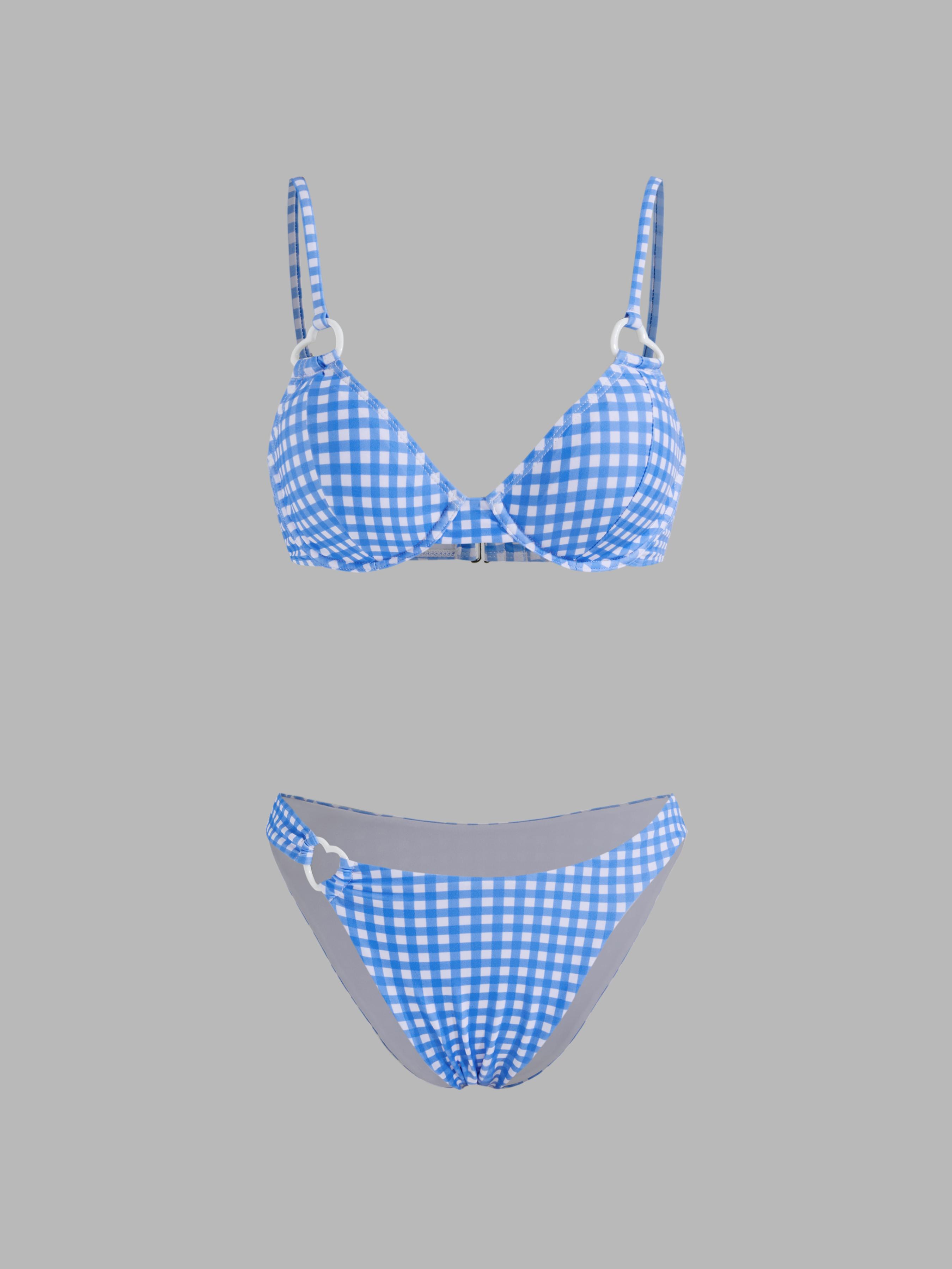 Heart Ring Linked Check Underwire Bikini Set by CIDER