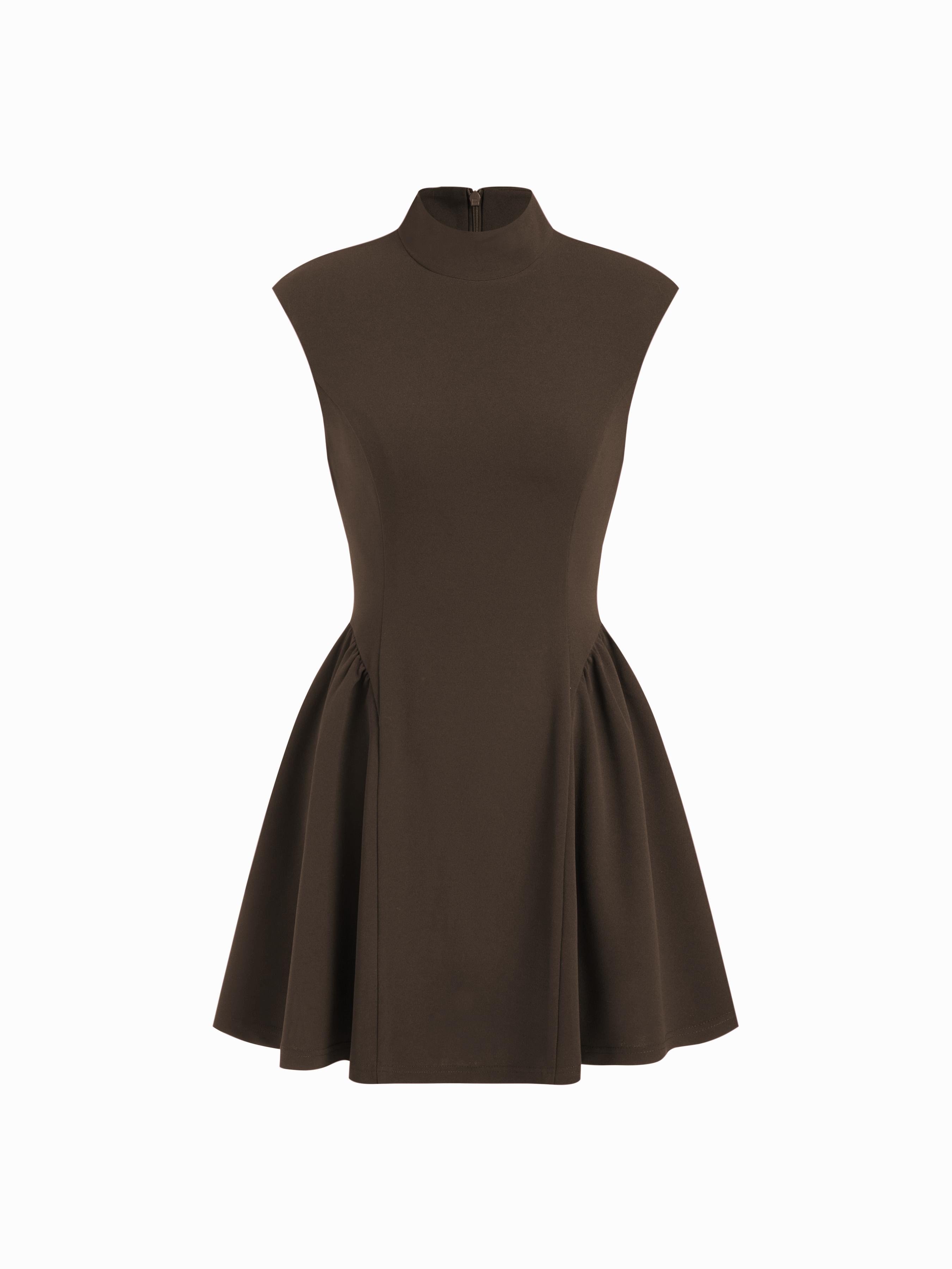High Neck Ruffle A-line Mini Dress by CIDER
