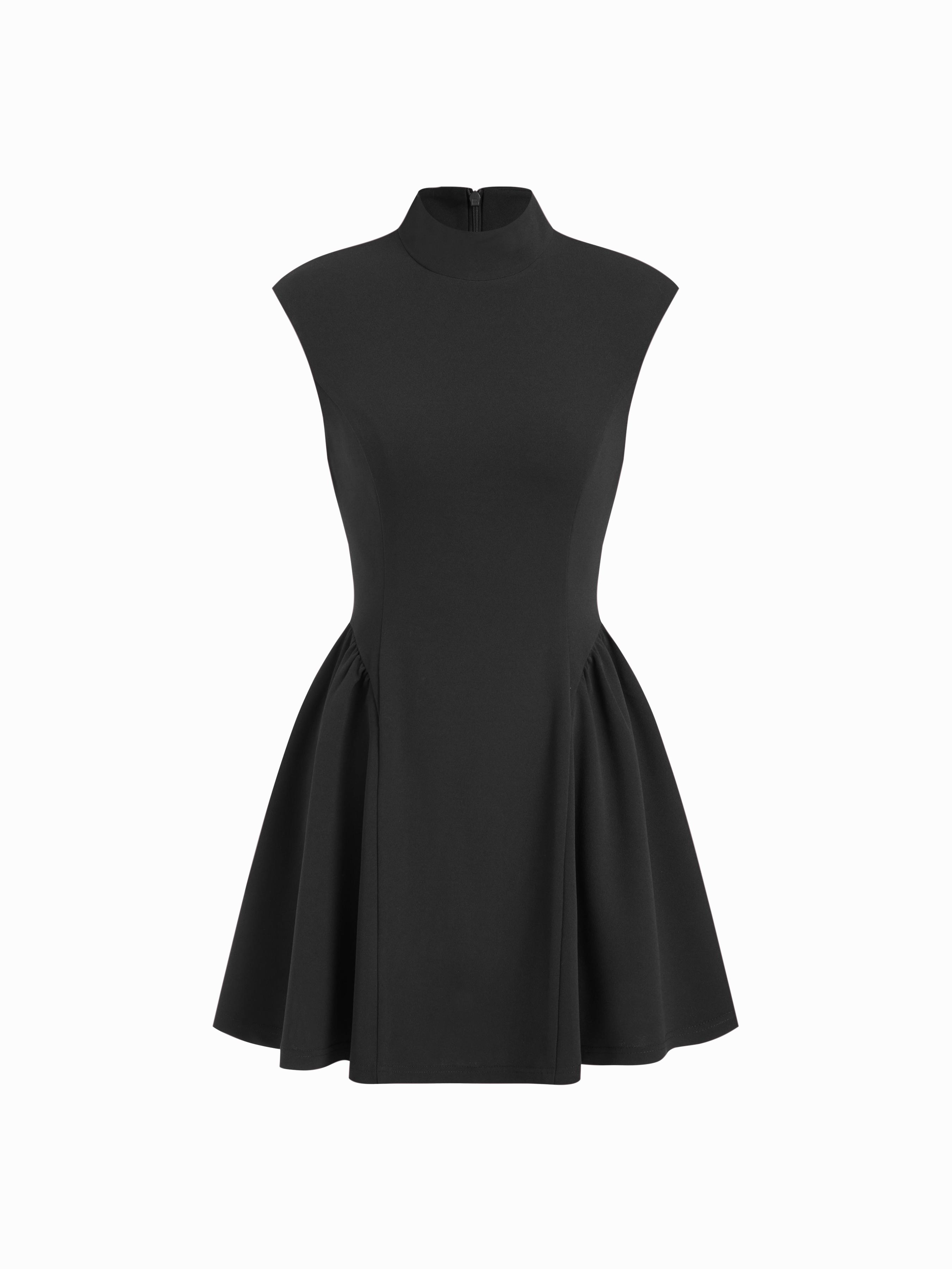 High Neck Ruffle A-line Mini Dress by CIDER