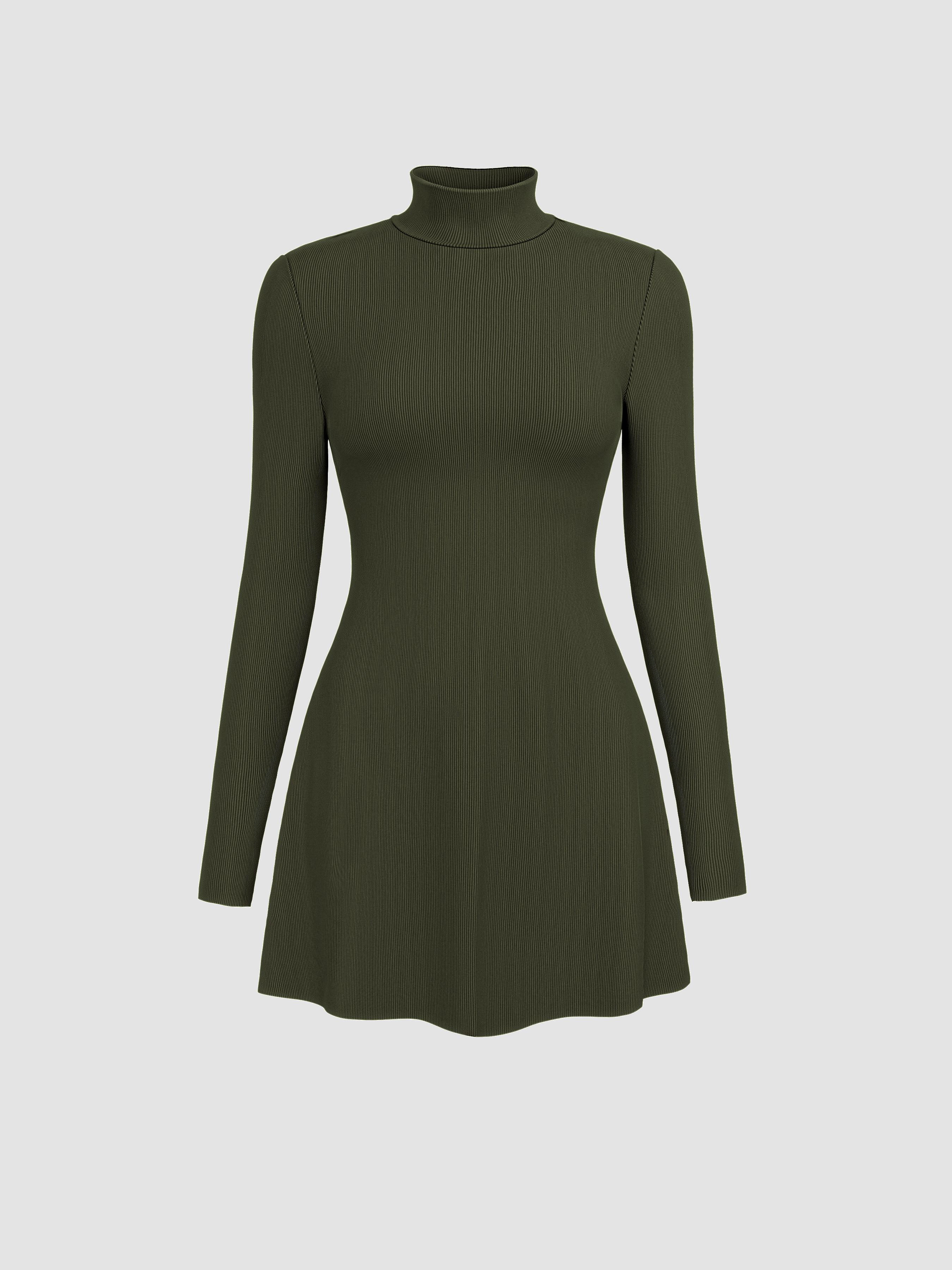 High Neck Solid Mini Dress by CIDER