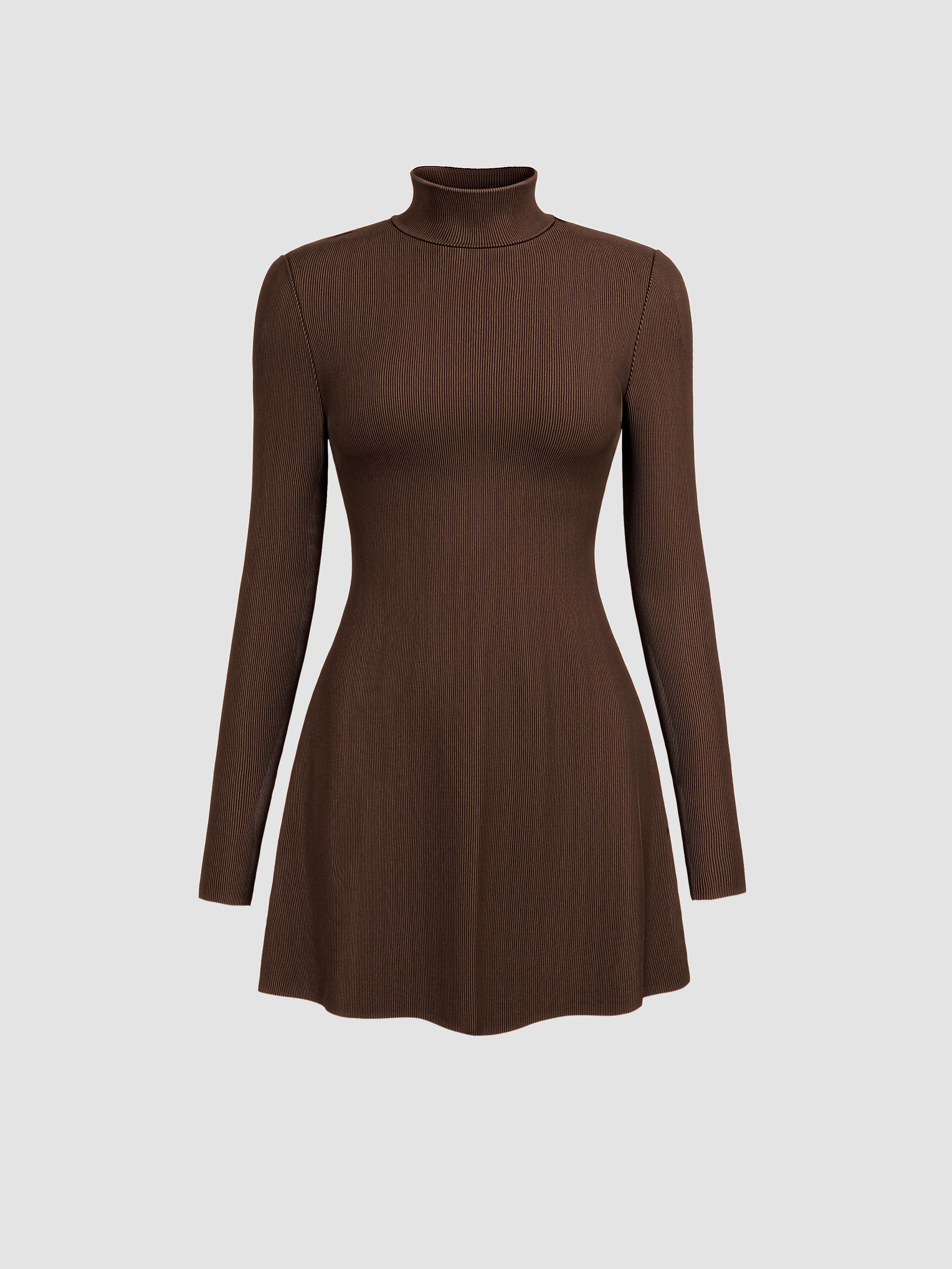 High Neck Solid Mini Dress by CIDER
