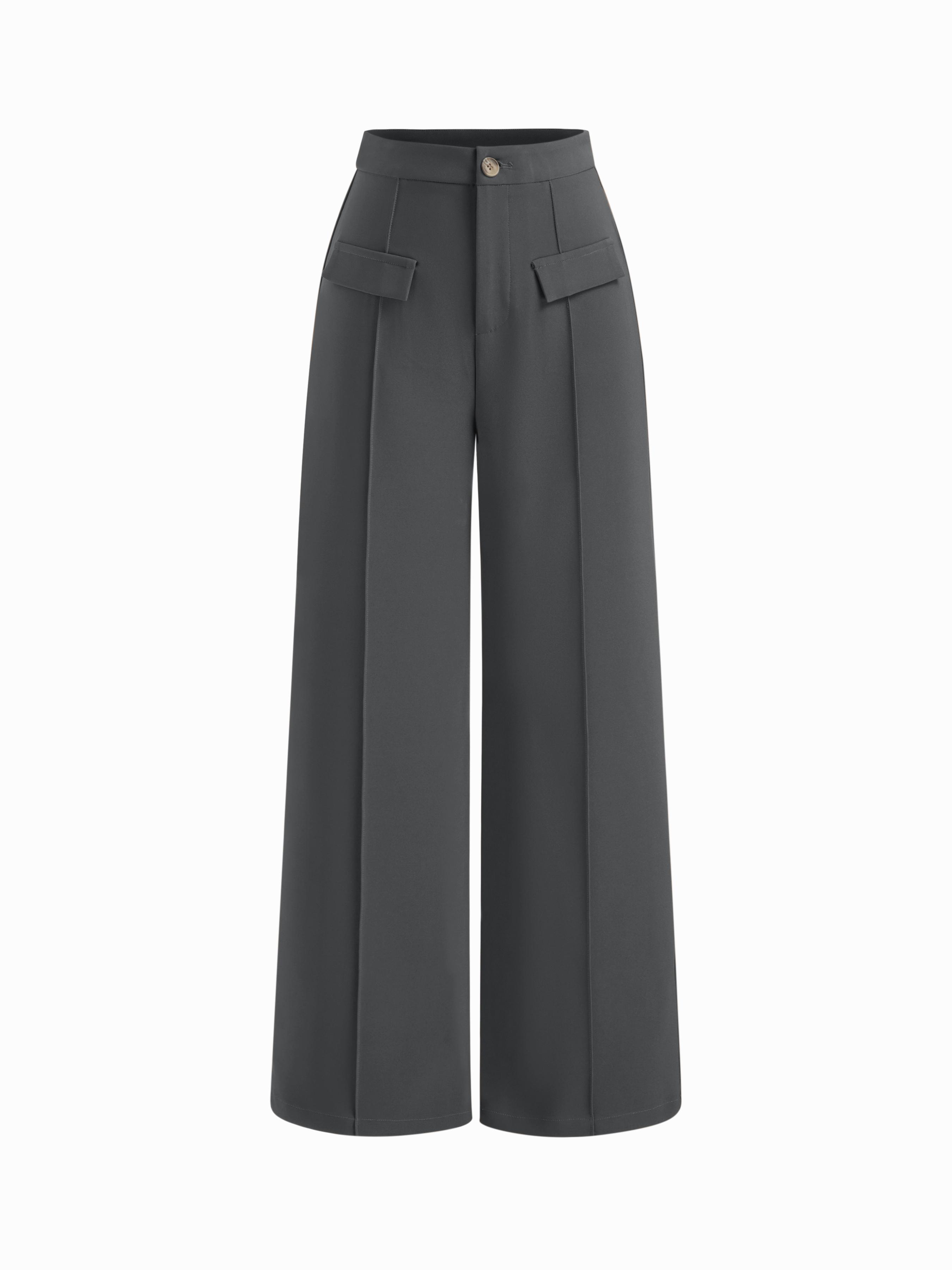 High Rise Pocket Straight Leg Trousers by CIDER