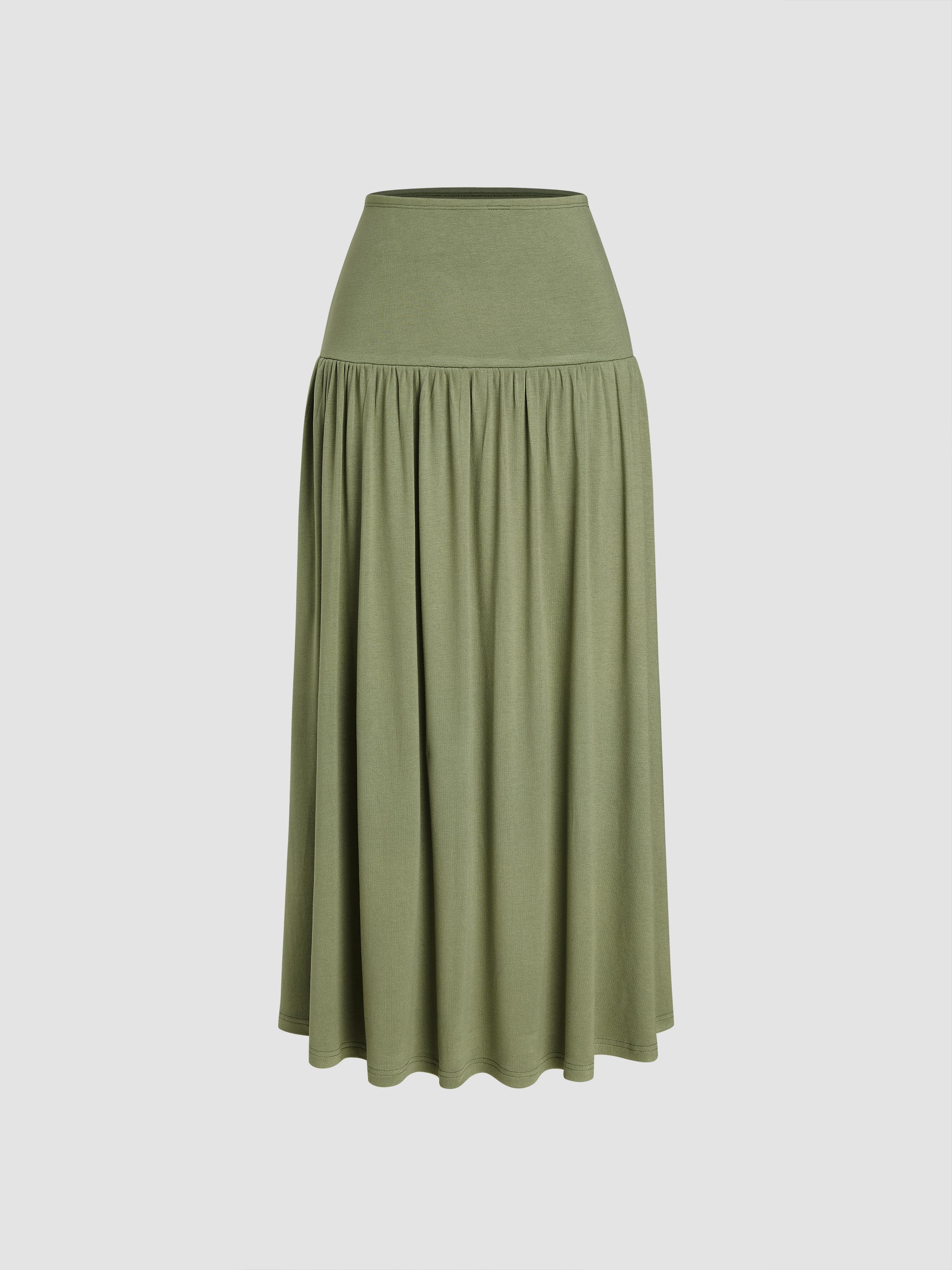 High Rise Ruffle Solid Pocket Maxi Skirt by CIDER