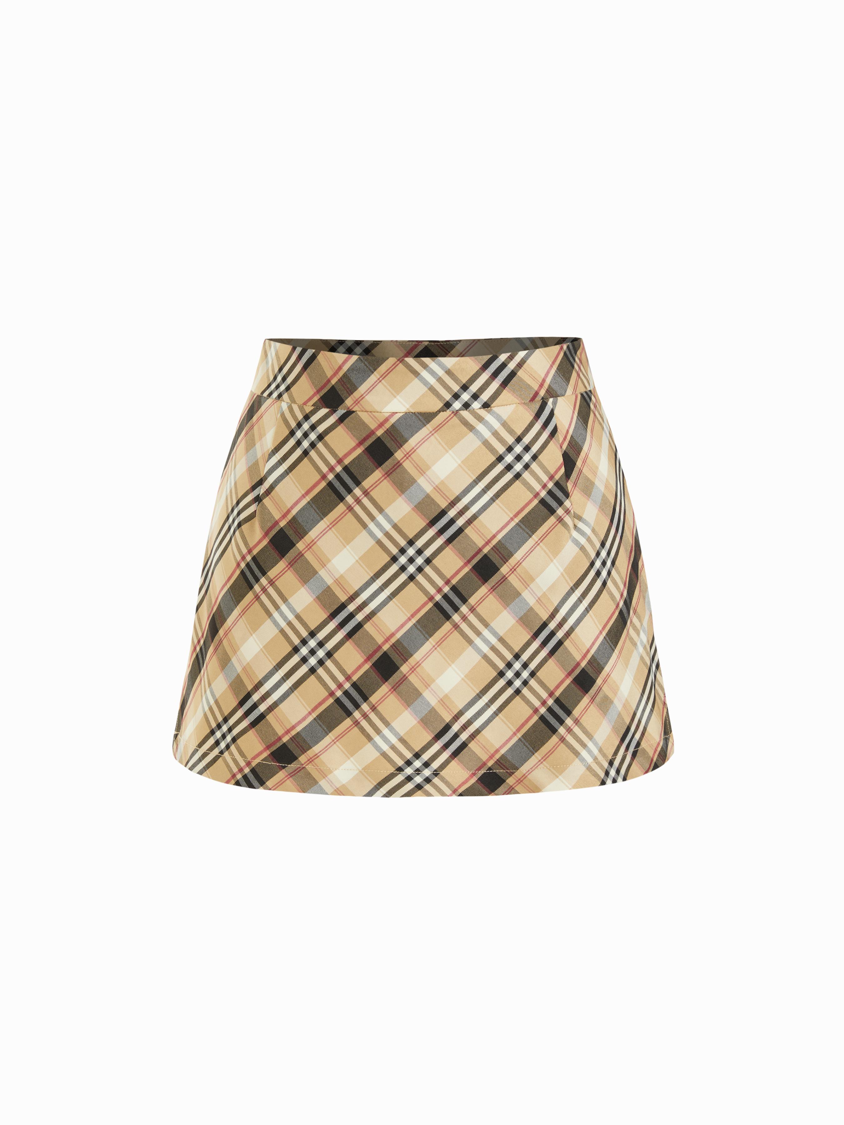High Rise Tartan Zip Through Pocket Mini Skirt by CIDER