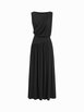 High Stretch Boat Neck Draped Ruched A-line Maxi Dress by CIDER