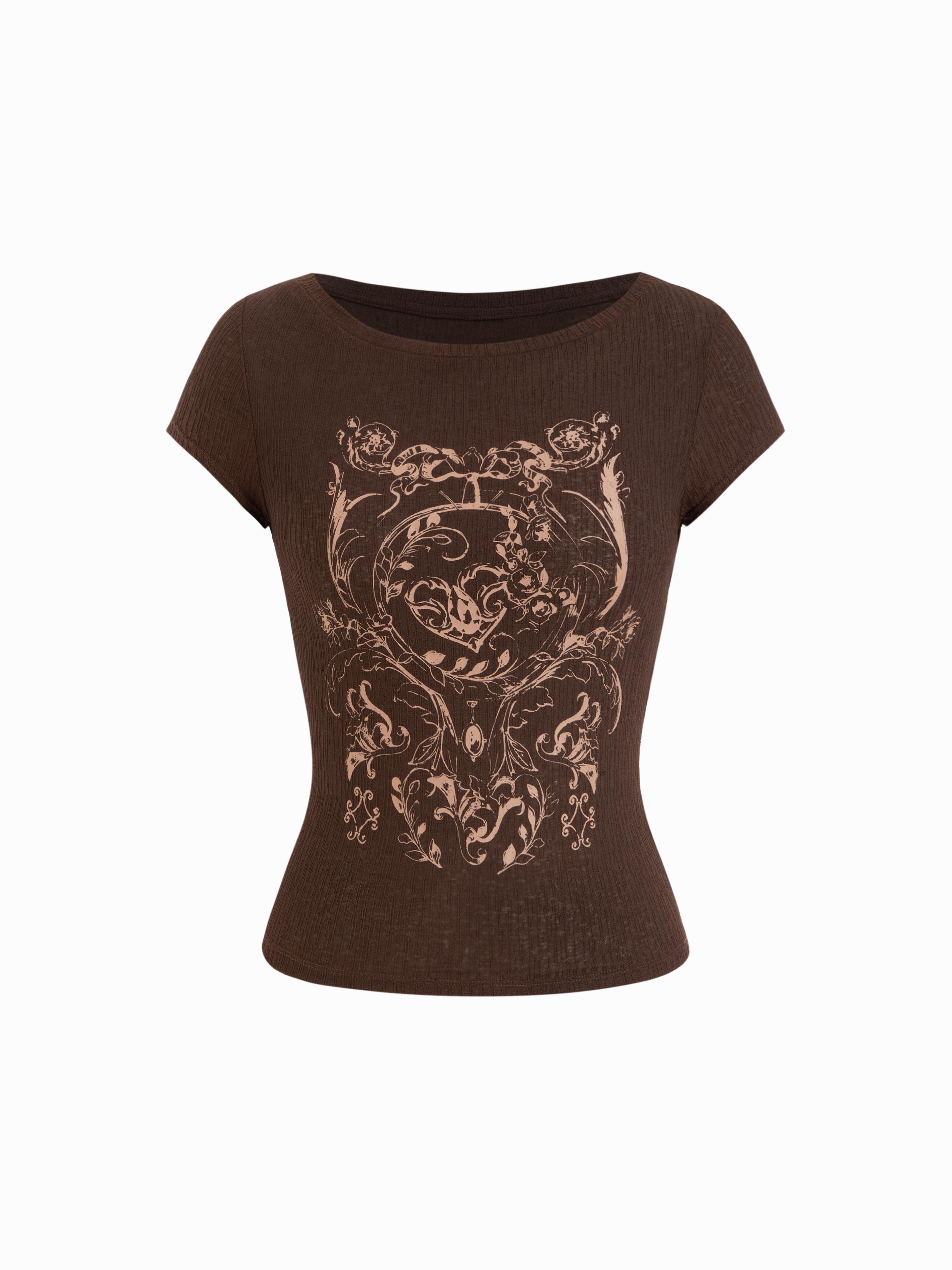High Stretch Boat Neck Graphic Tee by CIDER