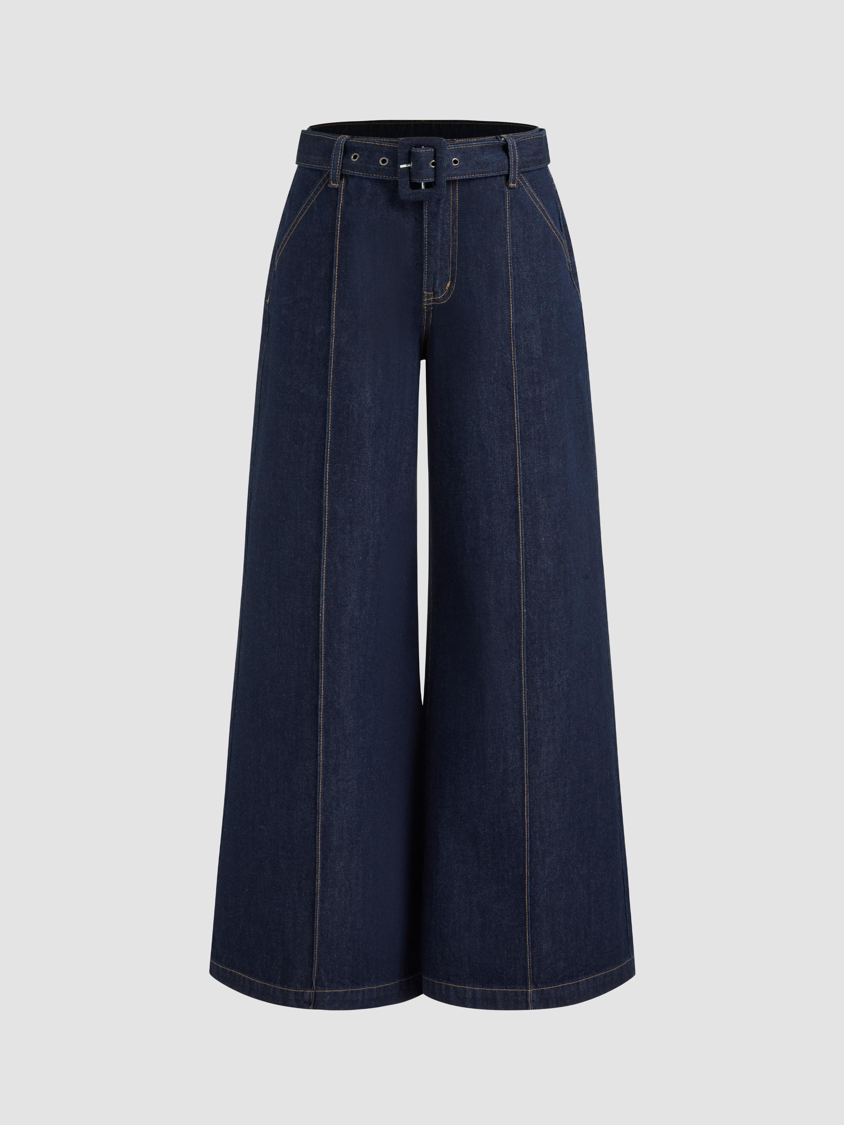 High Stretch Cider Denim Low Rise Baggy Jeans With Belt by CIDER