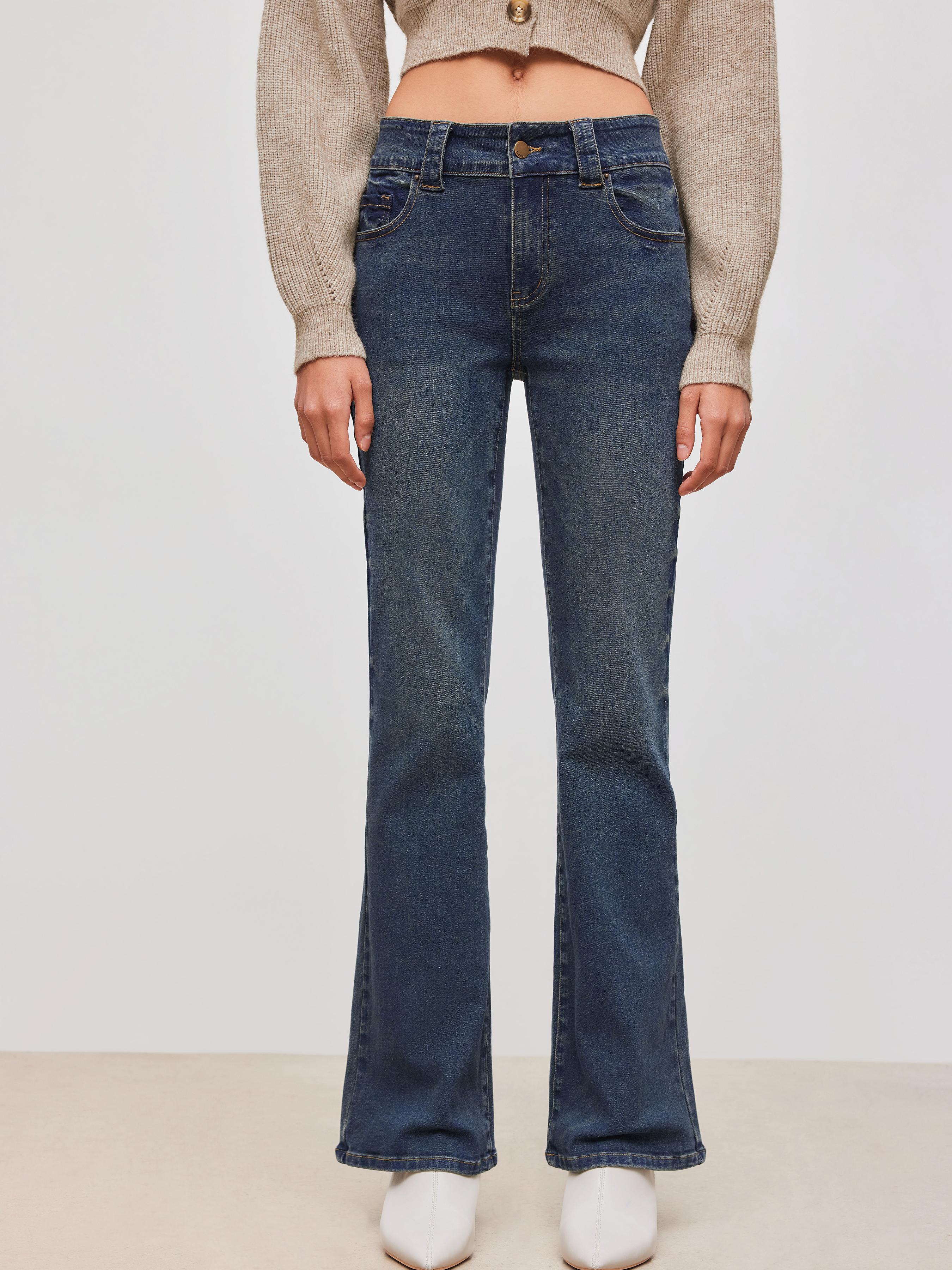 High Stretch Cider Denim Low Rise Solid Pocket Bootcut Jeans by CIDER