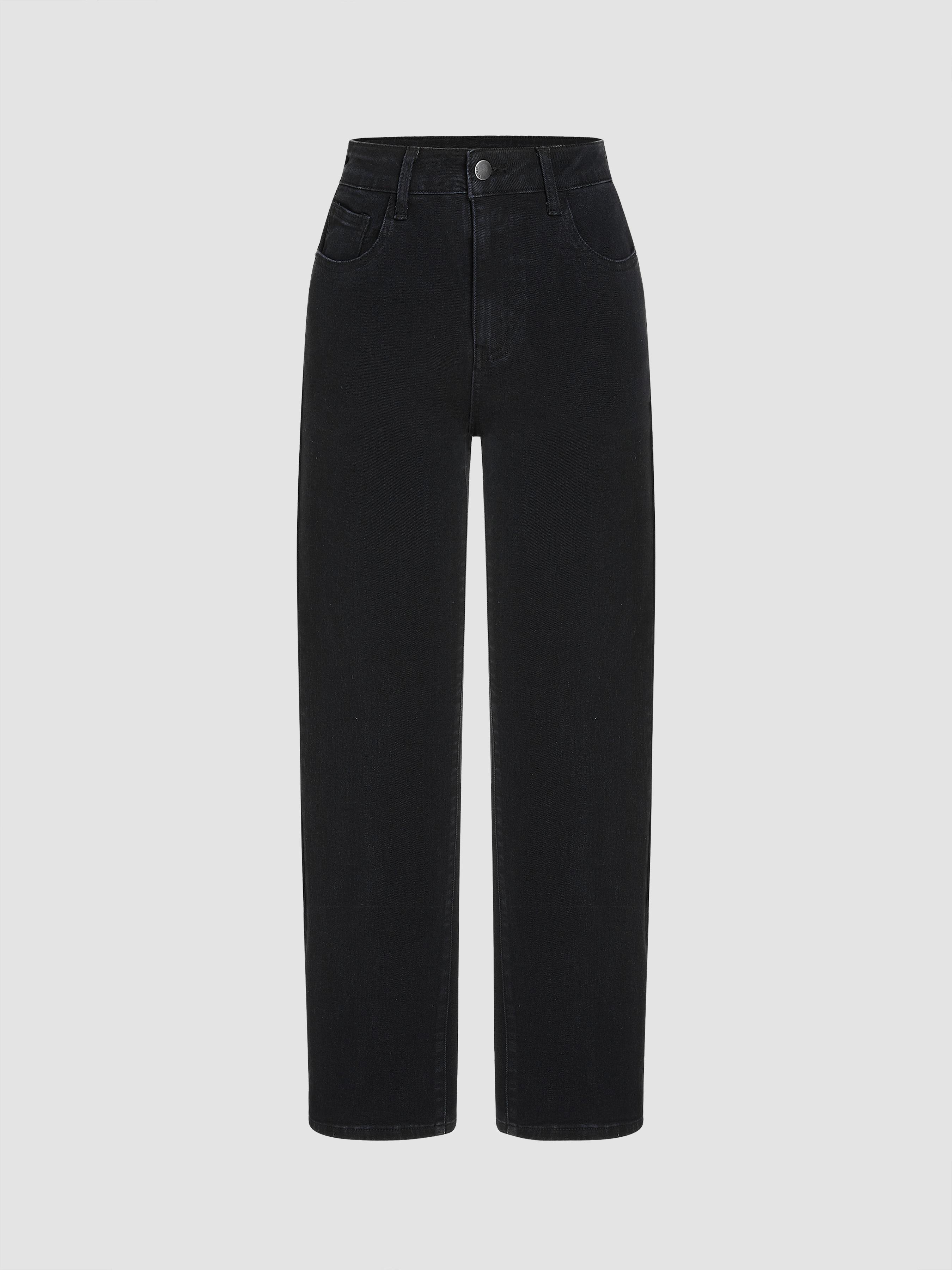 High Stretch Denim High Waist Pocket Cropped Straight Leg Jeans by CIDER