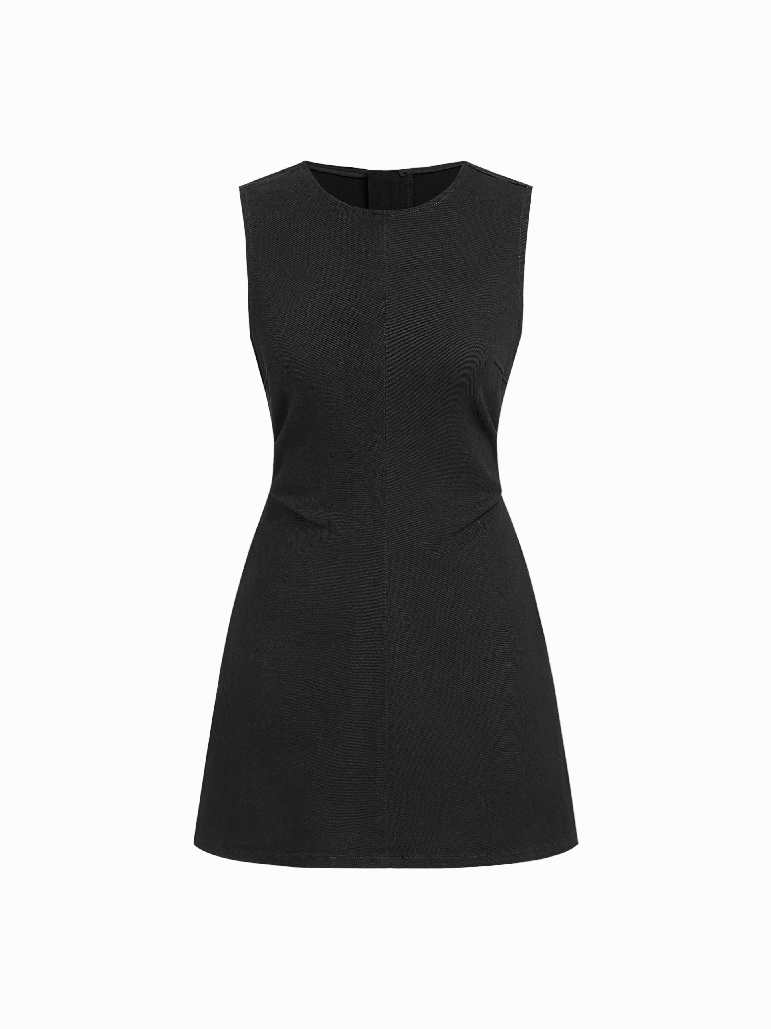 High Stretch Denim Ruched Zipper Mini Dress by CIDER