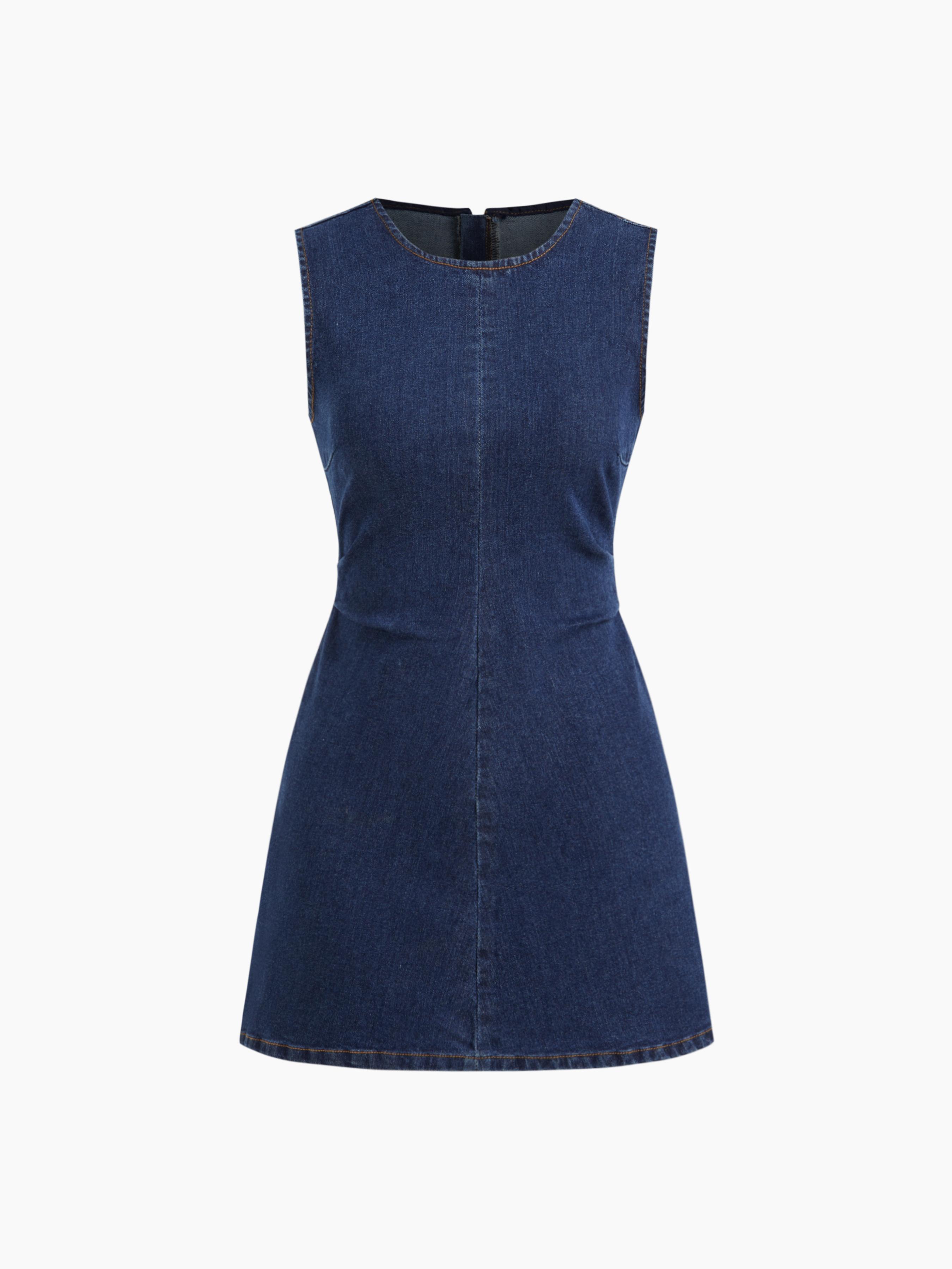 High Stretch Denim Ruched Zipper Mini Dress by CIDER