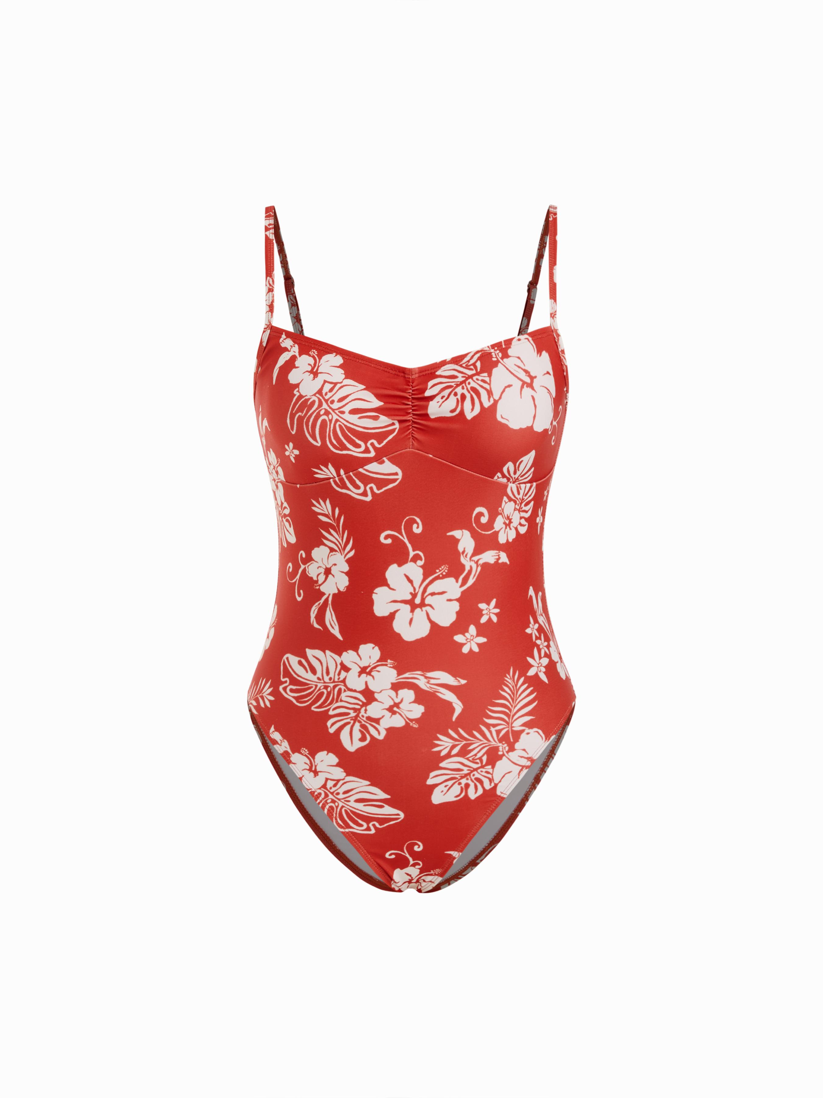 High Stretch Floral Sweetheart Ruched One-piece Swimsuit by CIDER