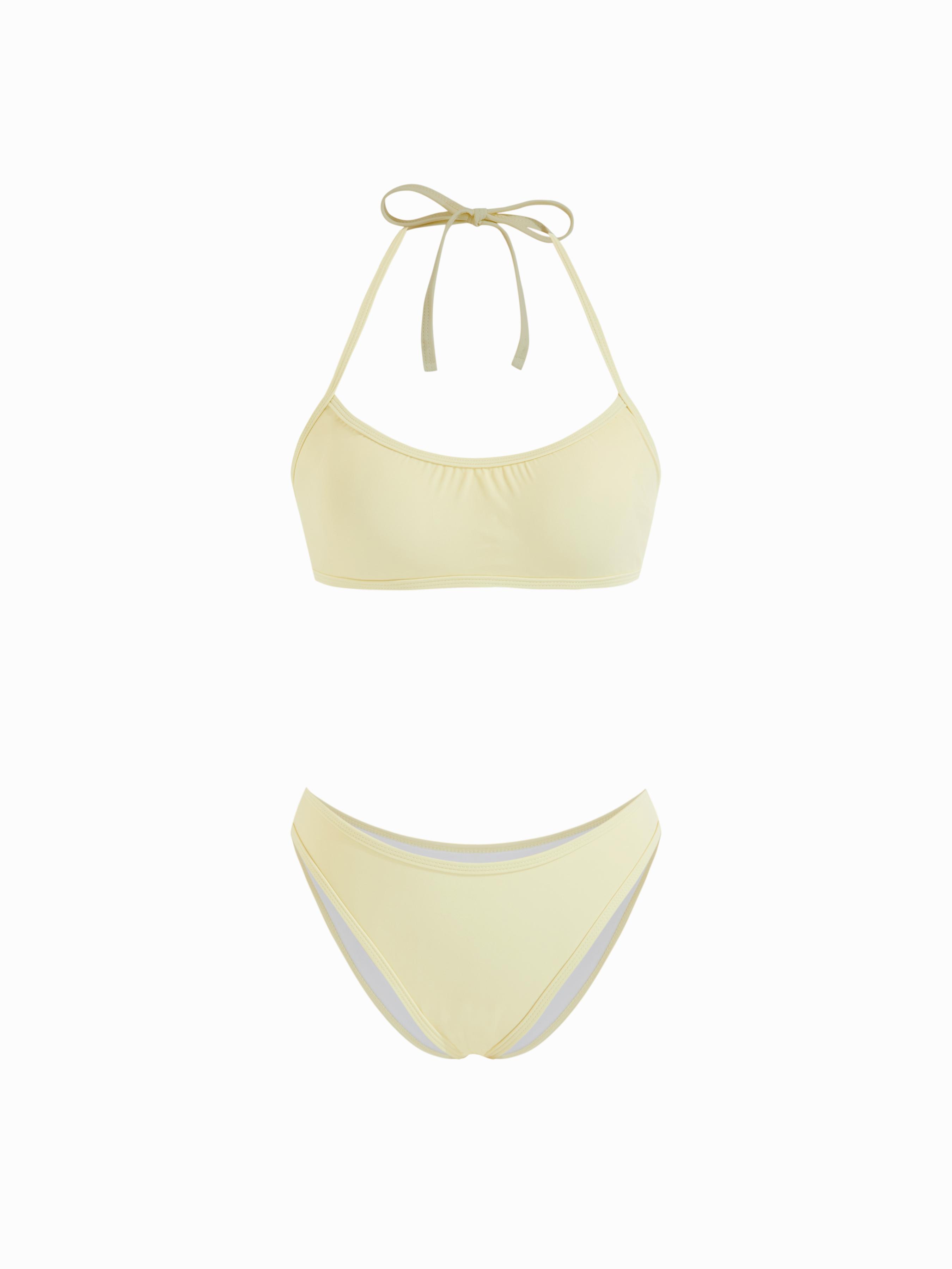 High Stretch Halter Neck Binding Trim Cheeky Bikini Set by CIDER