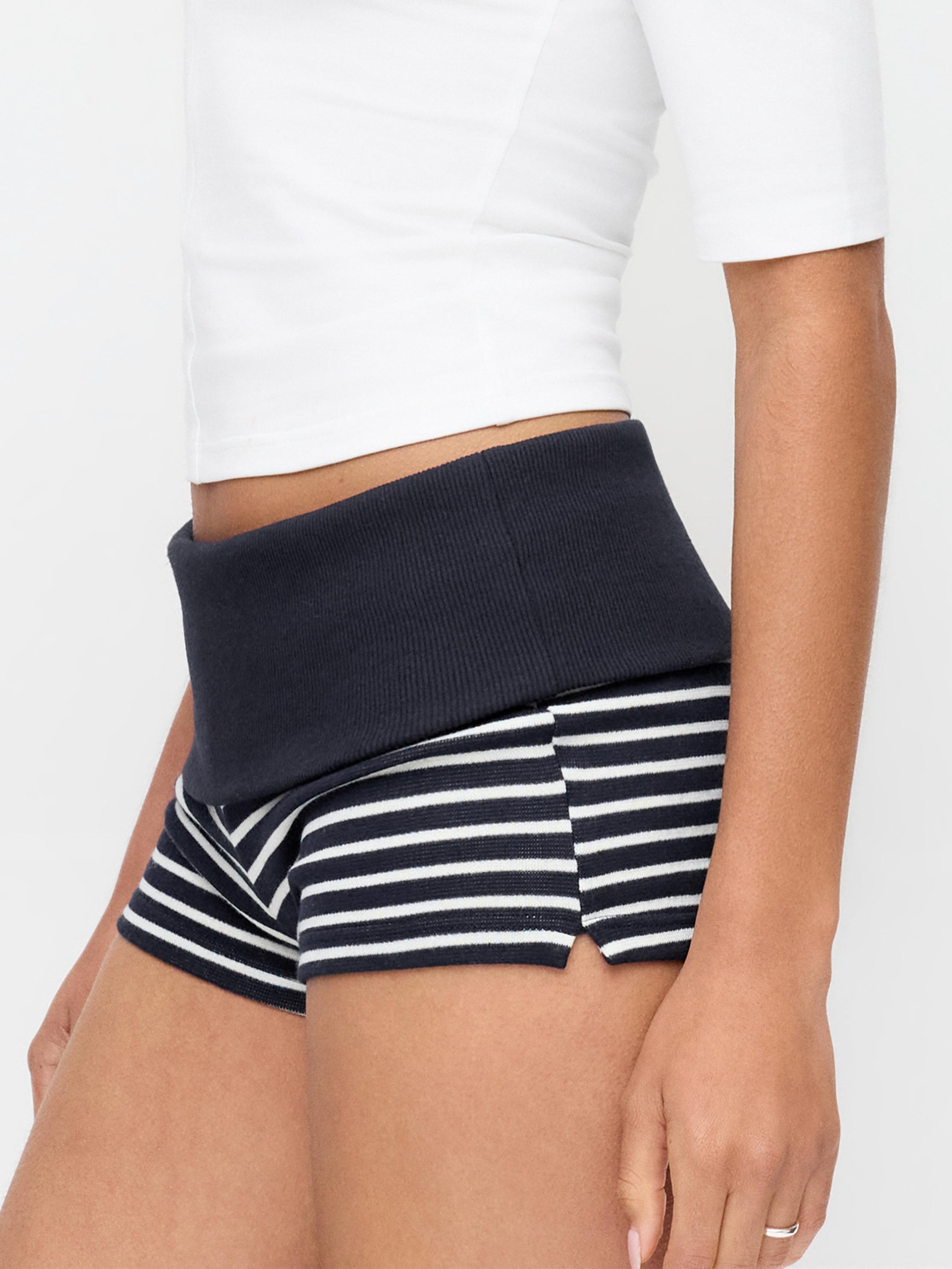 High Stretch Striped Low Rise Micro Shorts by CIDER