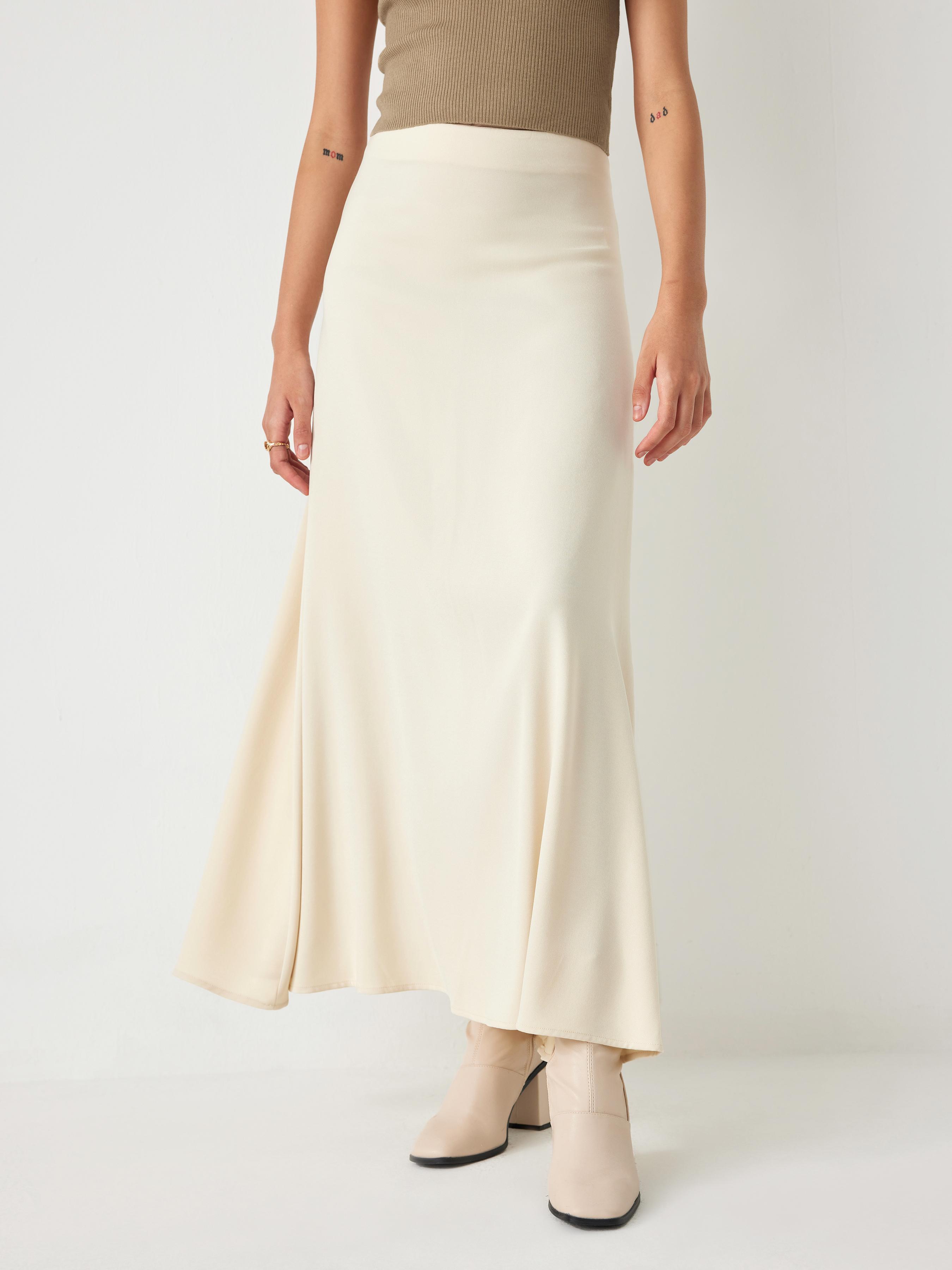 High Waist Solid Pleated Maxi Skirt by CIDER