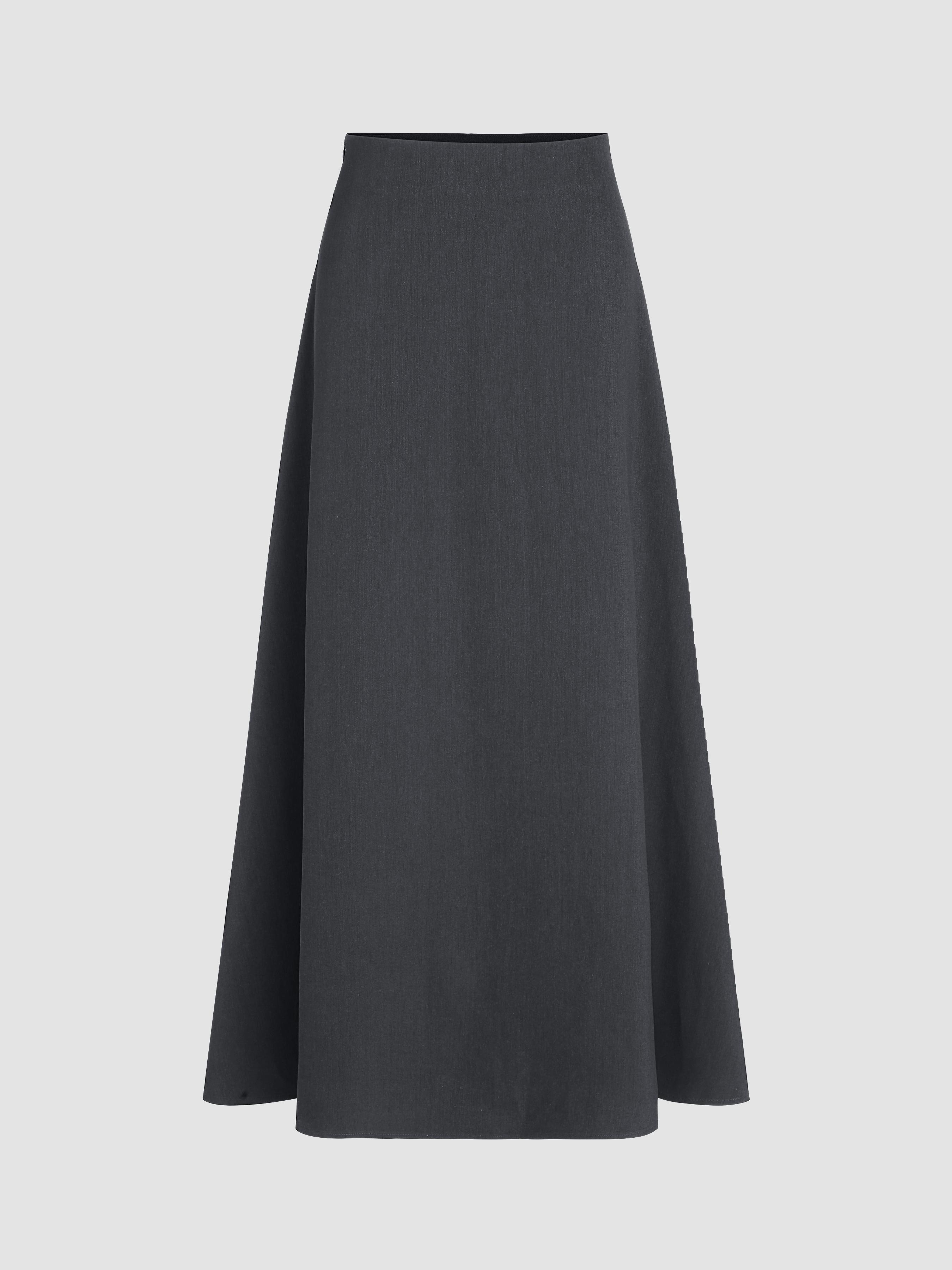 High Waist Solid Pleated Maxi Skirt by CIDER
