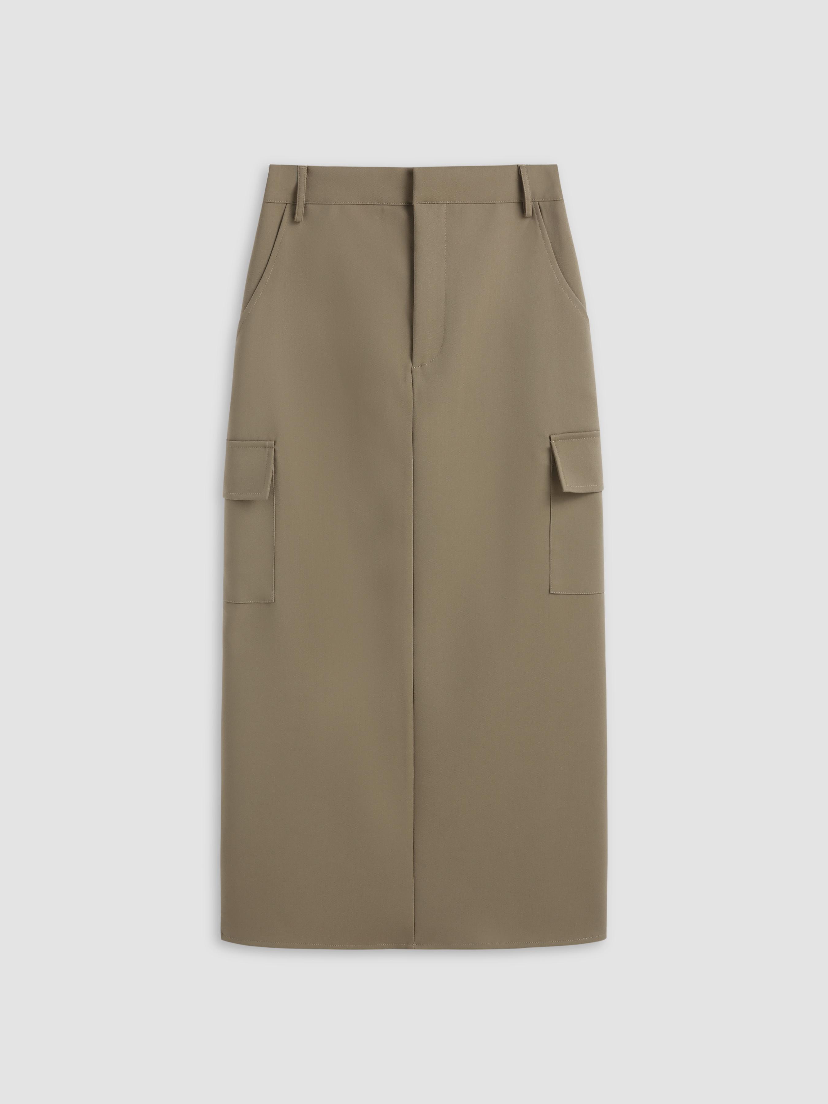High Waist Solid Split Maxi Cargo Skirt by CIDER