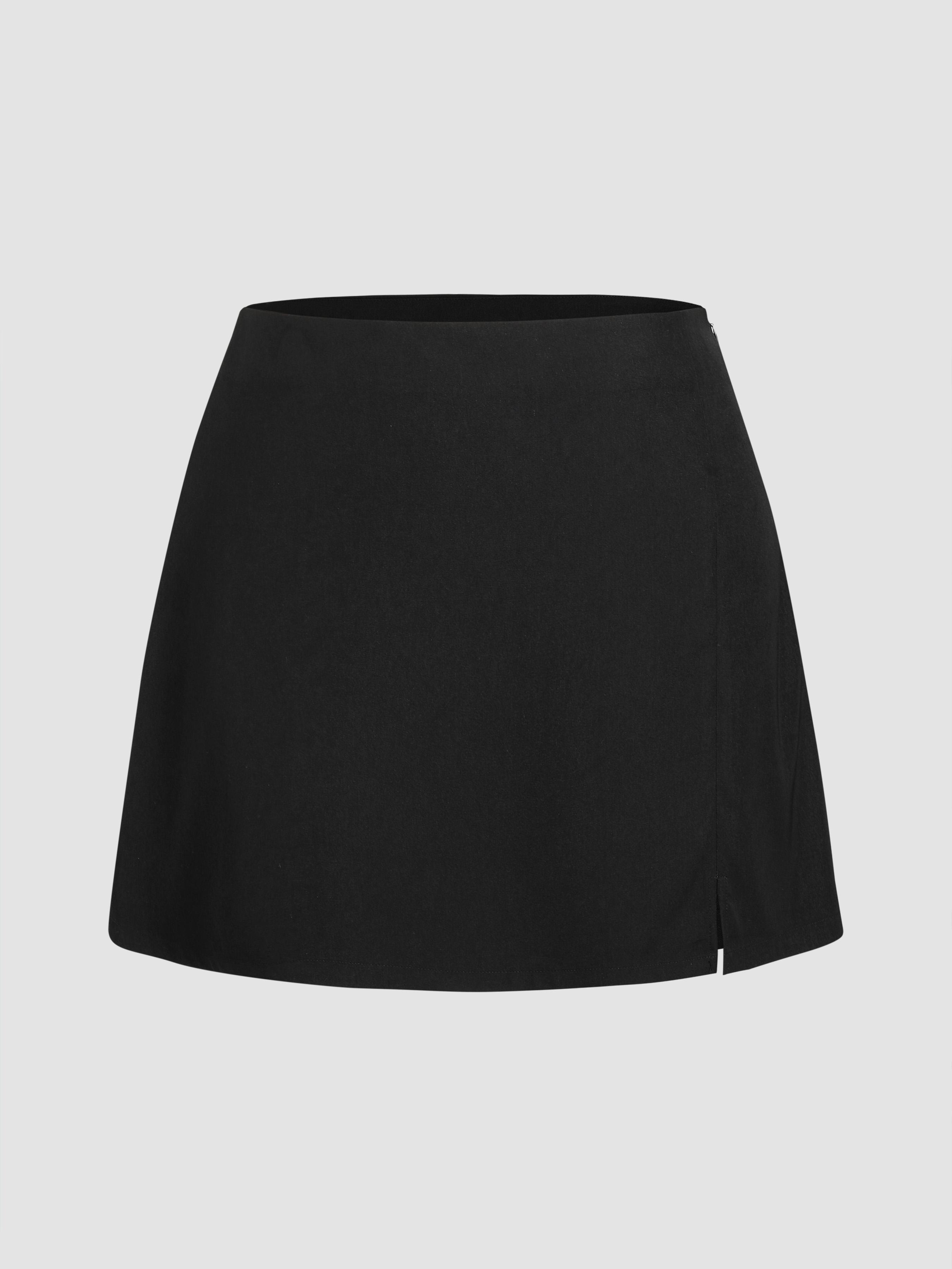 High Waist Zip Up Slit Mini Skirt Curve & Plus by CIDER