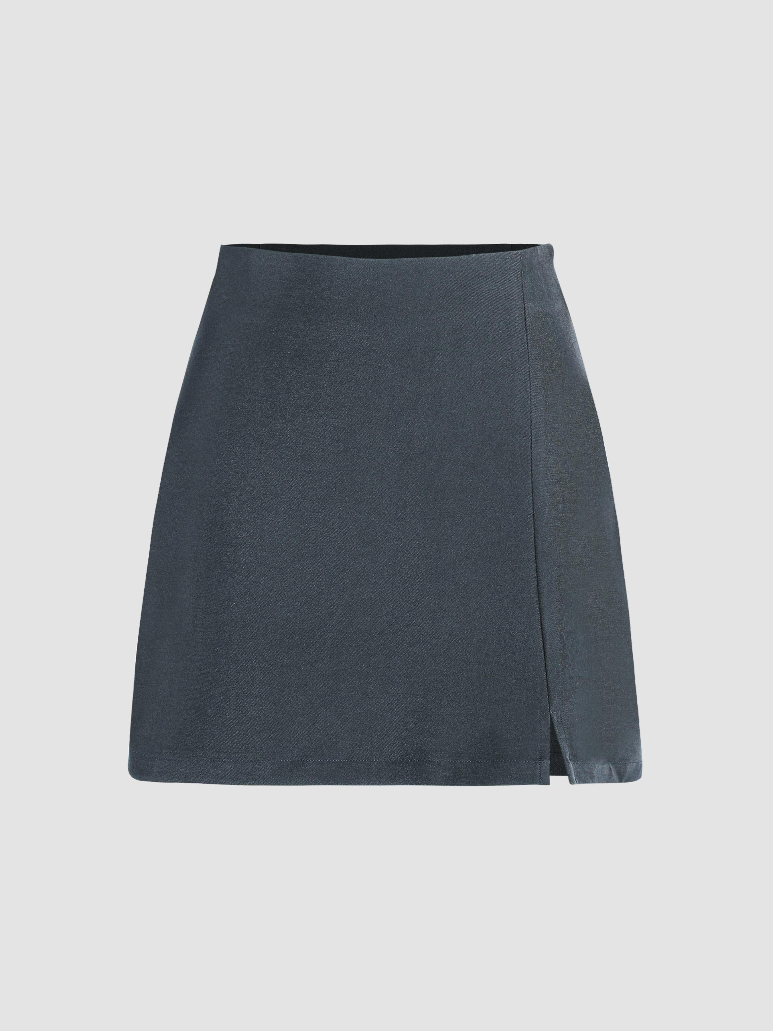 High Waist Zip Up Split Mini Skirt by CIDER