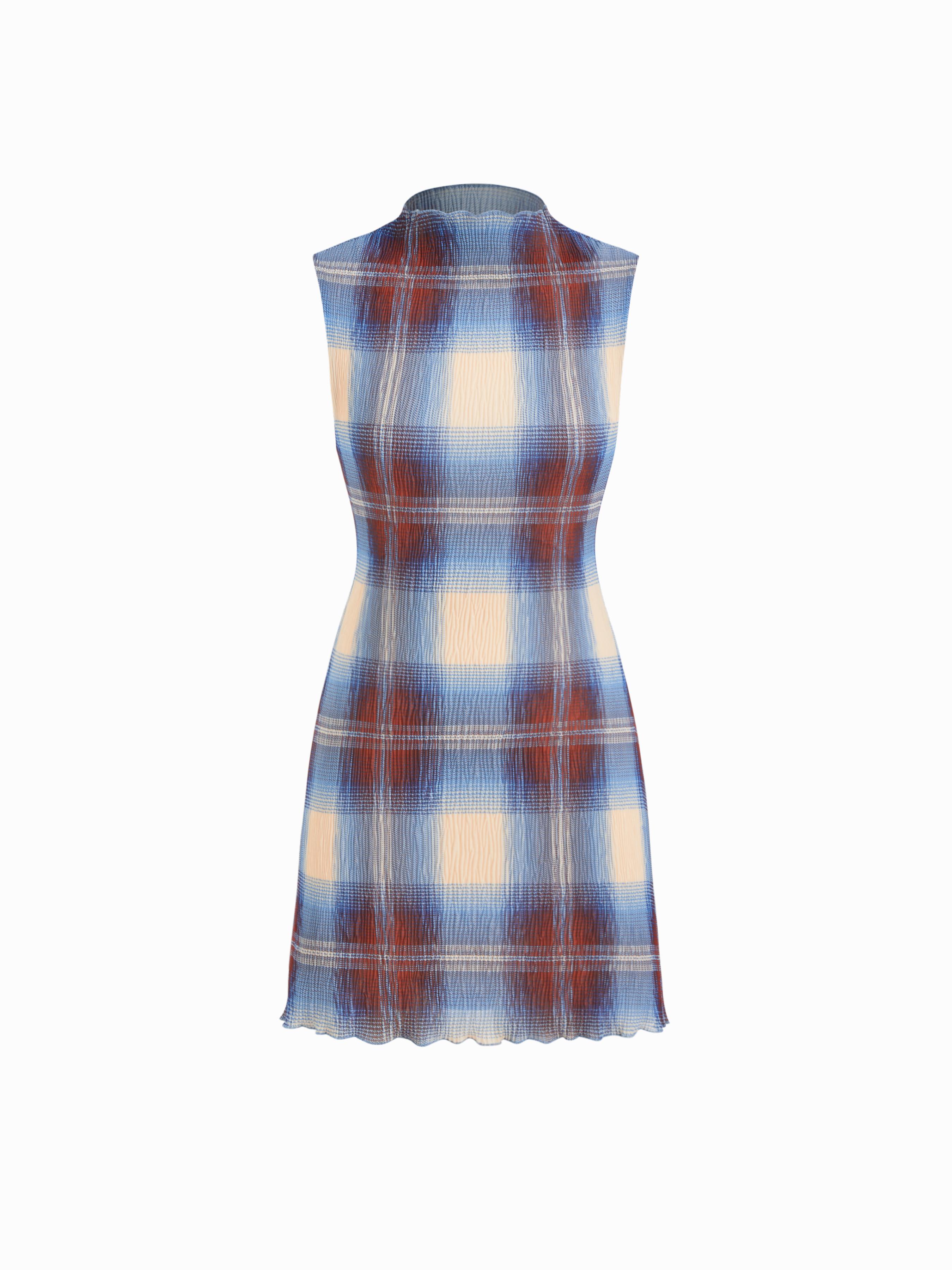 Hochkragen-Kari-Mini-Kleid mit Salatrand by CIDER