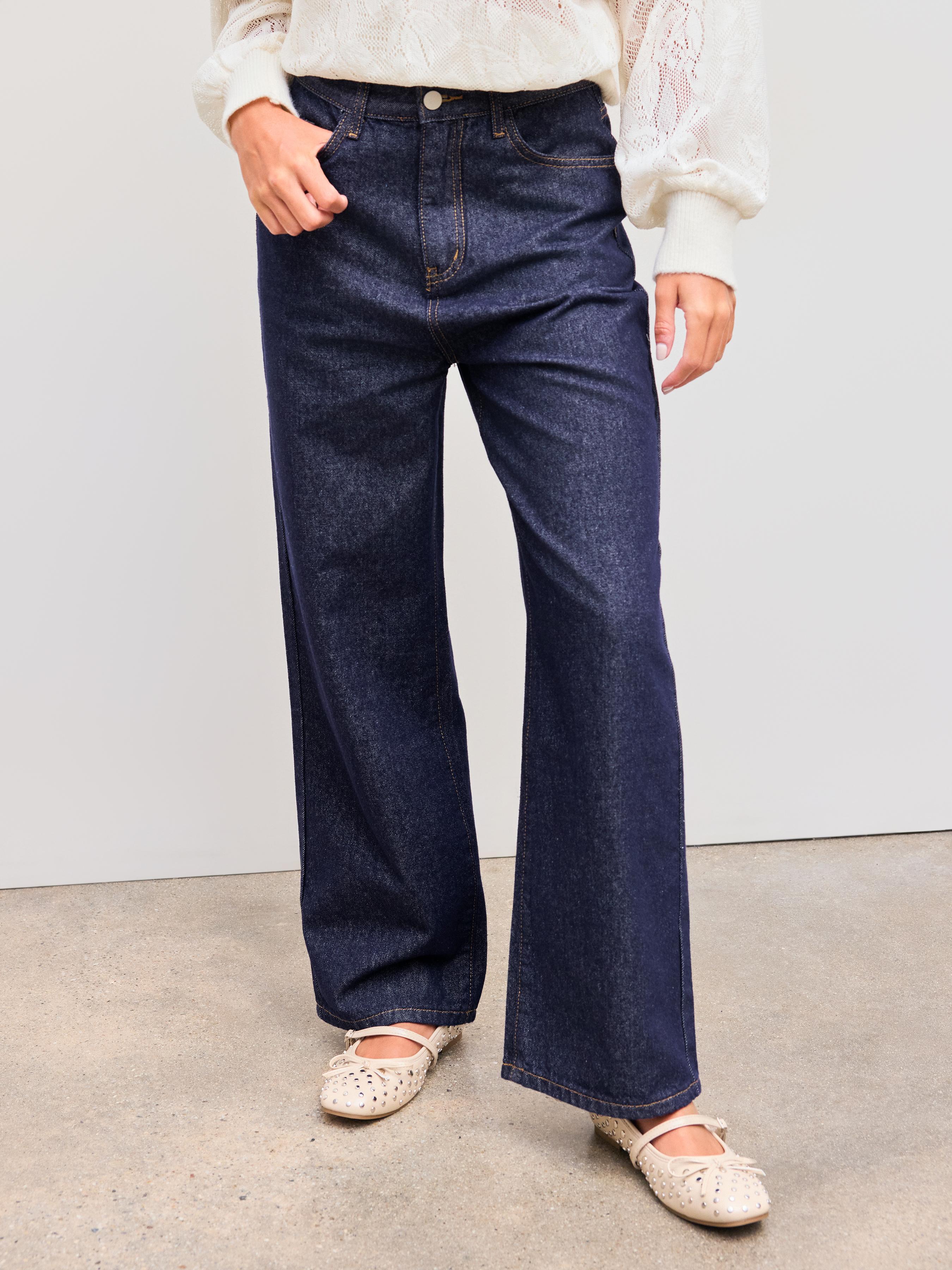 Honey Denim Mid Rise Solid Straight Leg Jeans by CIDER