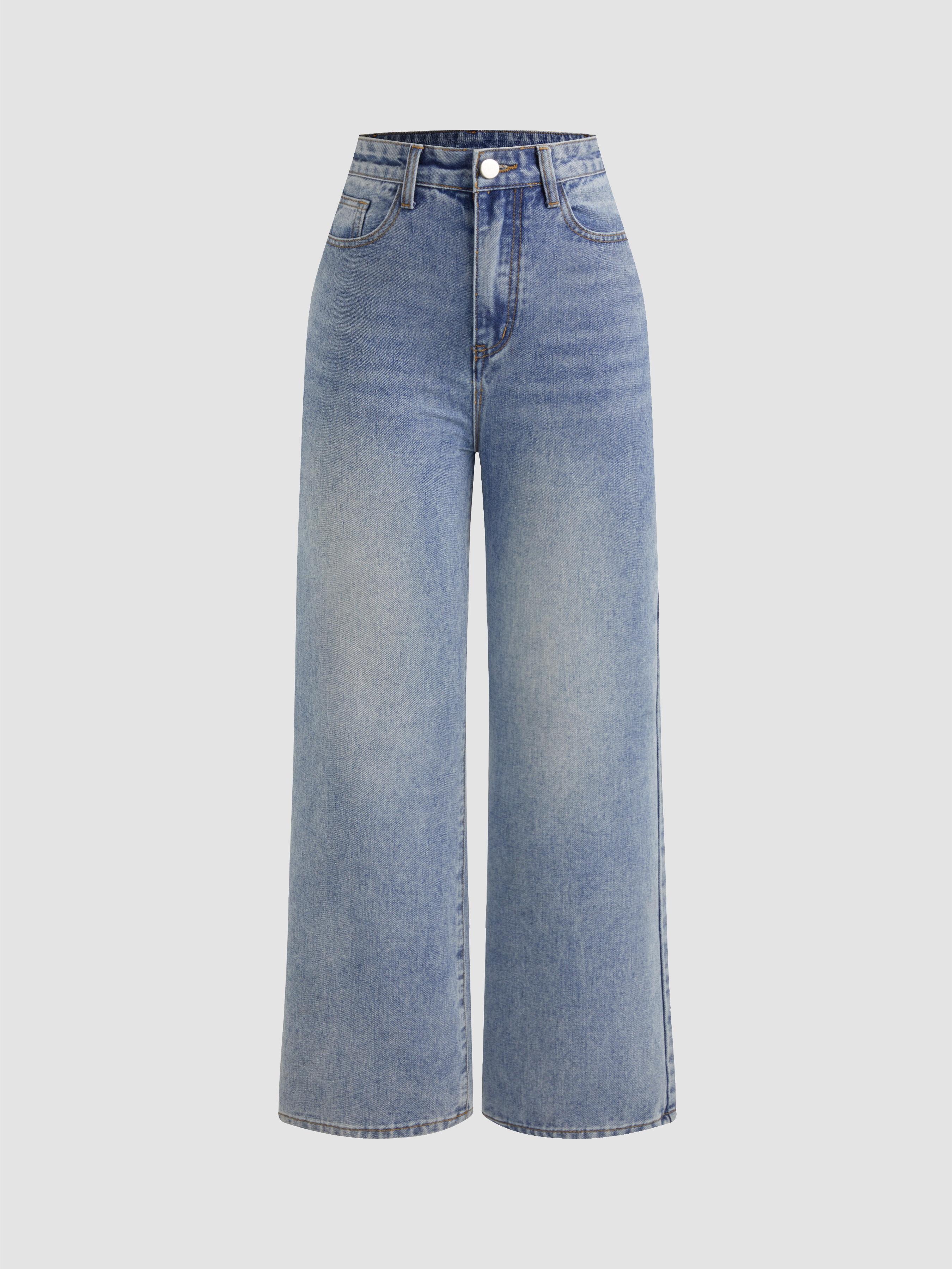 Honey Denim Mid Rise Solid Straight Leg Jeans by CIDER